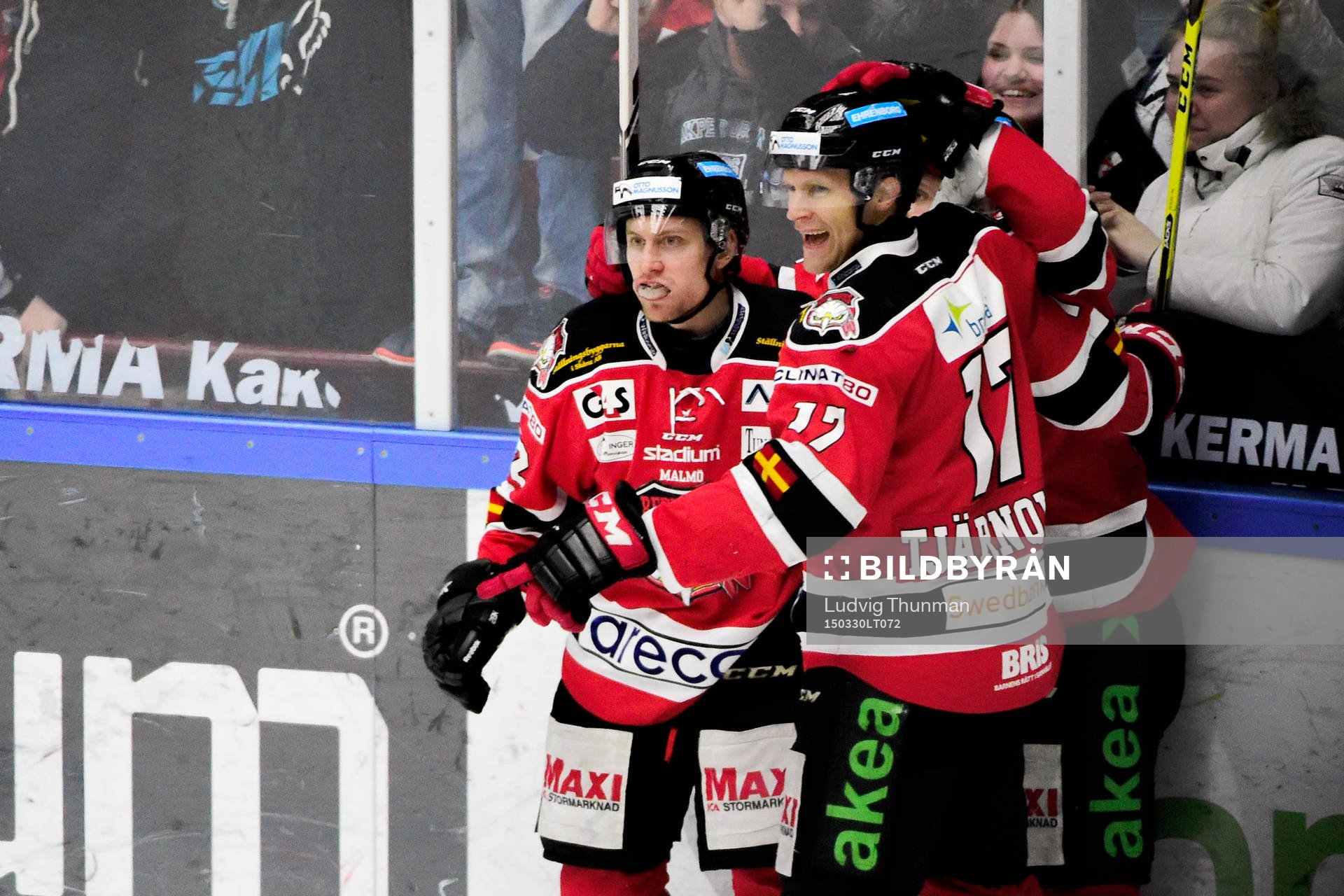 Malmö Redhawks Jens Jakobs, Henrik Hetta och Mathias