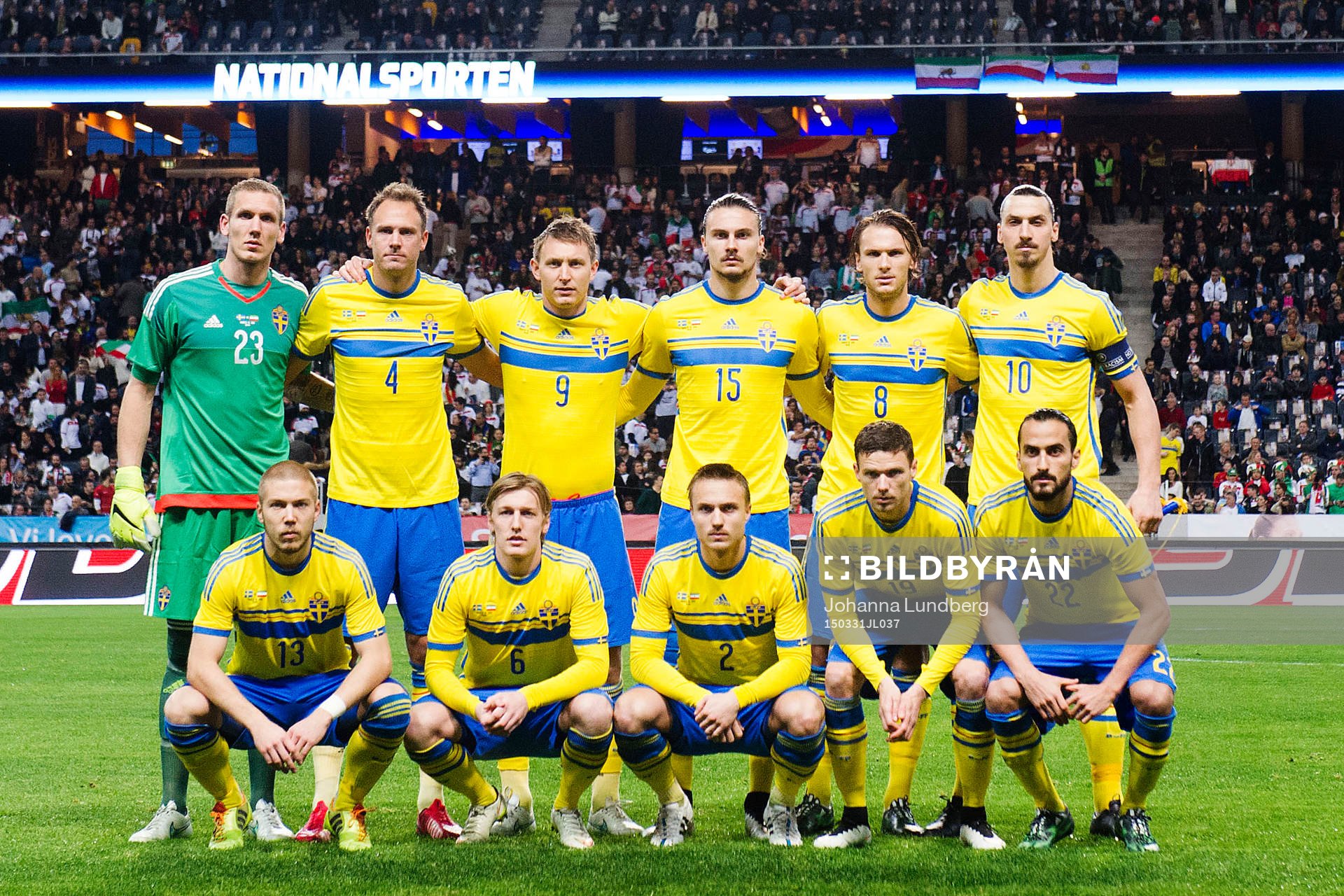 Sveriges målvakt Robin Olsen, Andreas Granqvist, Kim