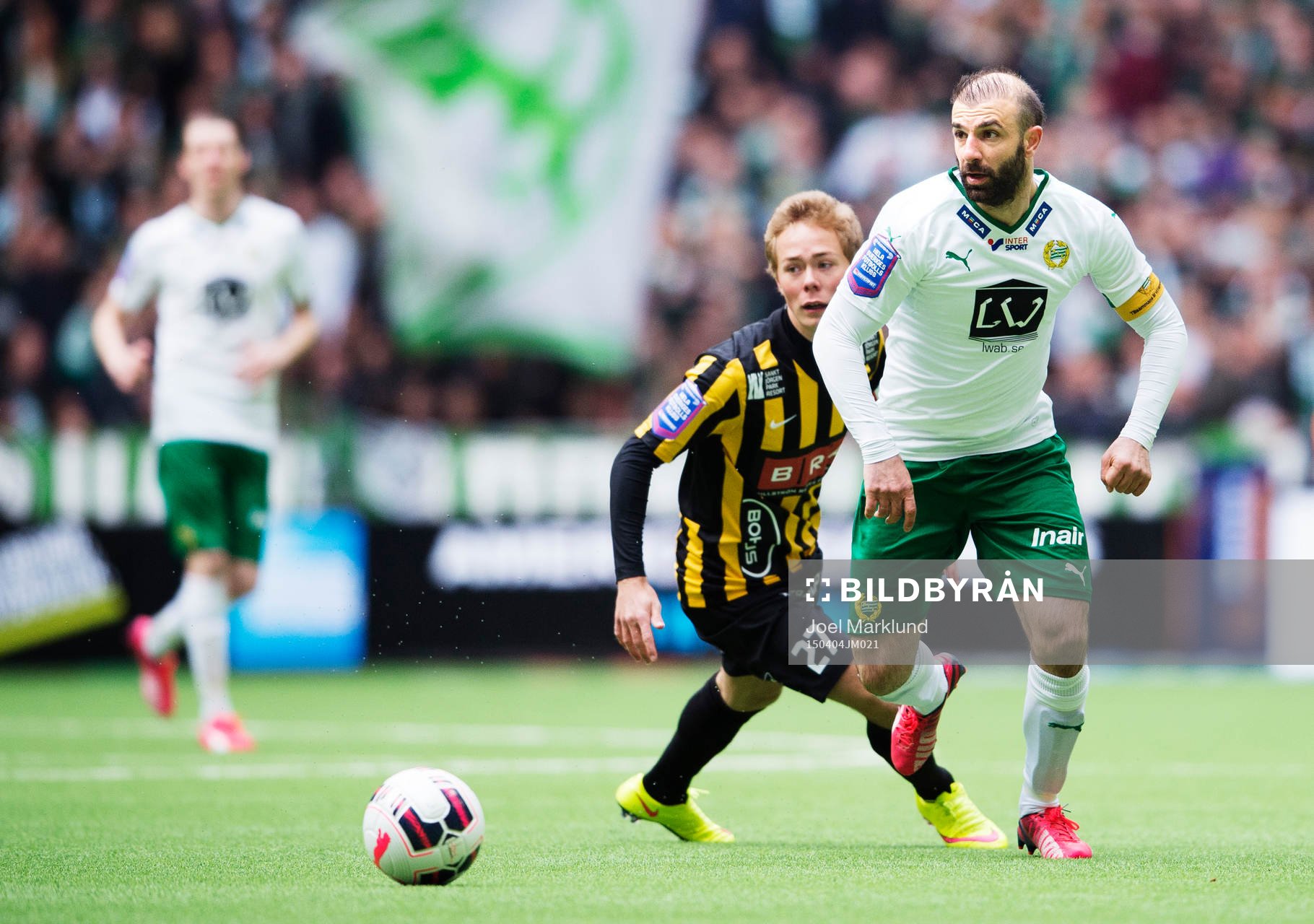 Hammarbys Kennedy Bakircioglu under fotbollsmatchen i Allsvenskan mellan Hammarby och Häcken den 4 april 2015 i Stockholm.