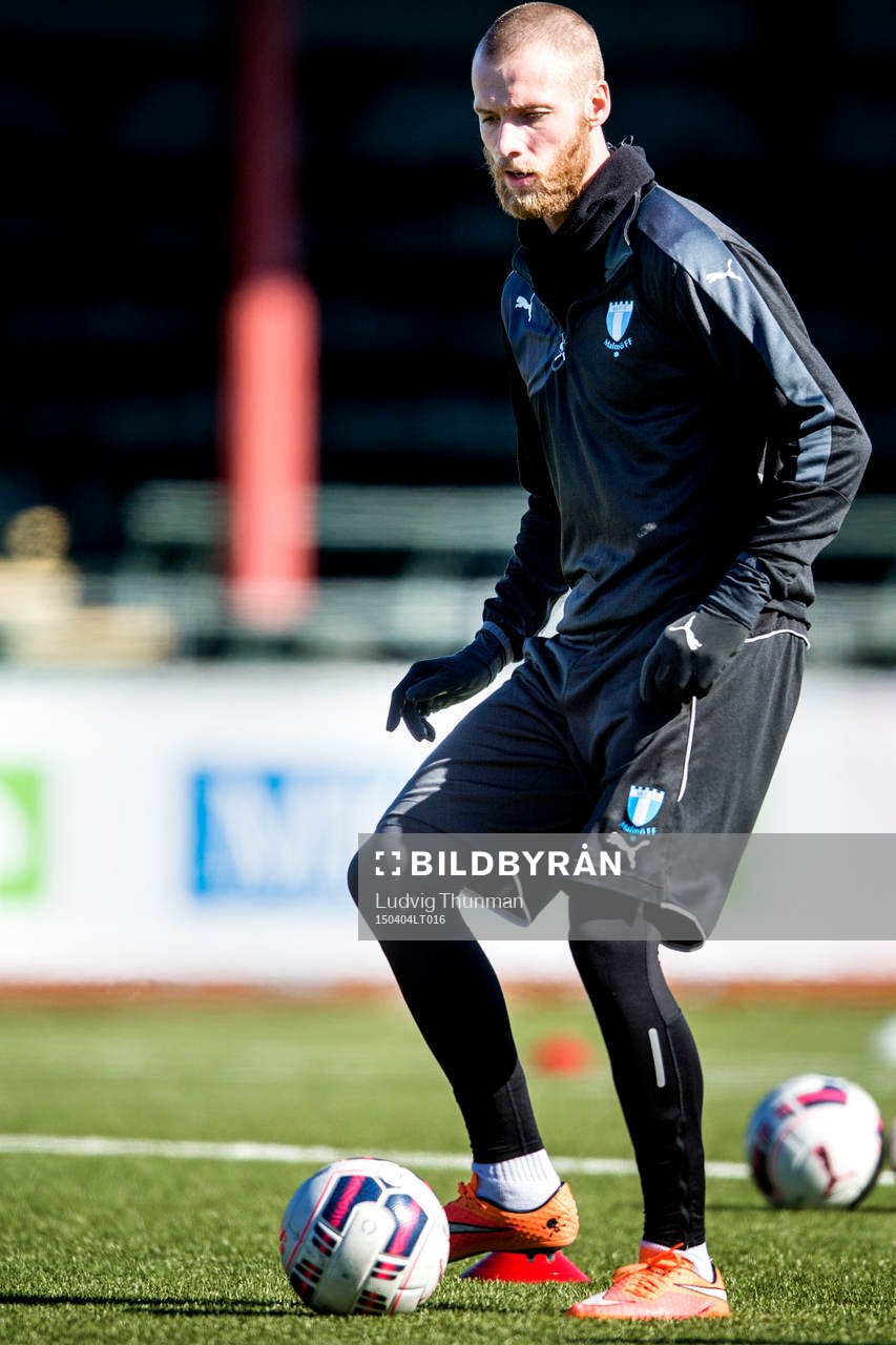 Malmö FFs Jo Inge Berget under en träning med Malmö FF den 4 april 2015 i Malmö. 