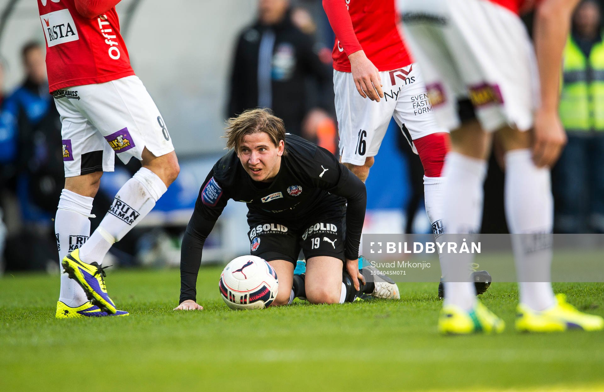 Helsingborgs Darijan Bojanic under fotbollsmatchen i allsvenskan mellan Kalmar och Helsingborg den 4 april 2015 i Kalmar.