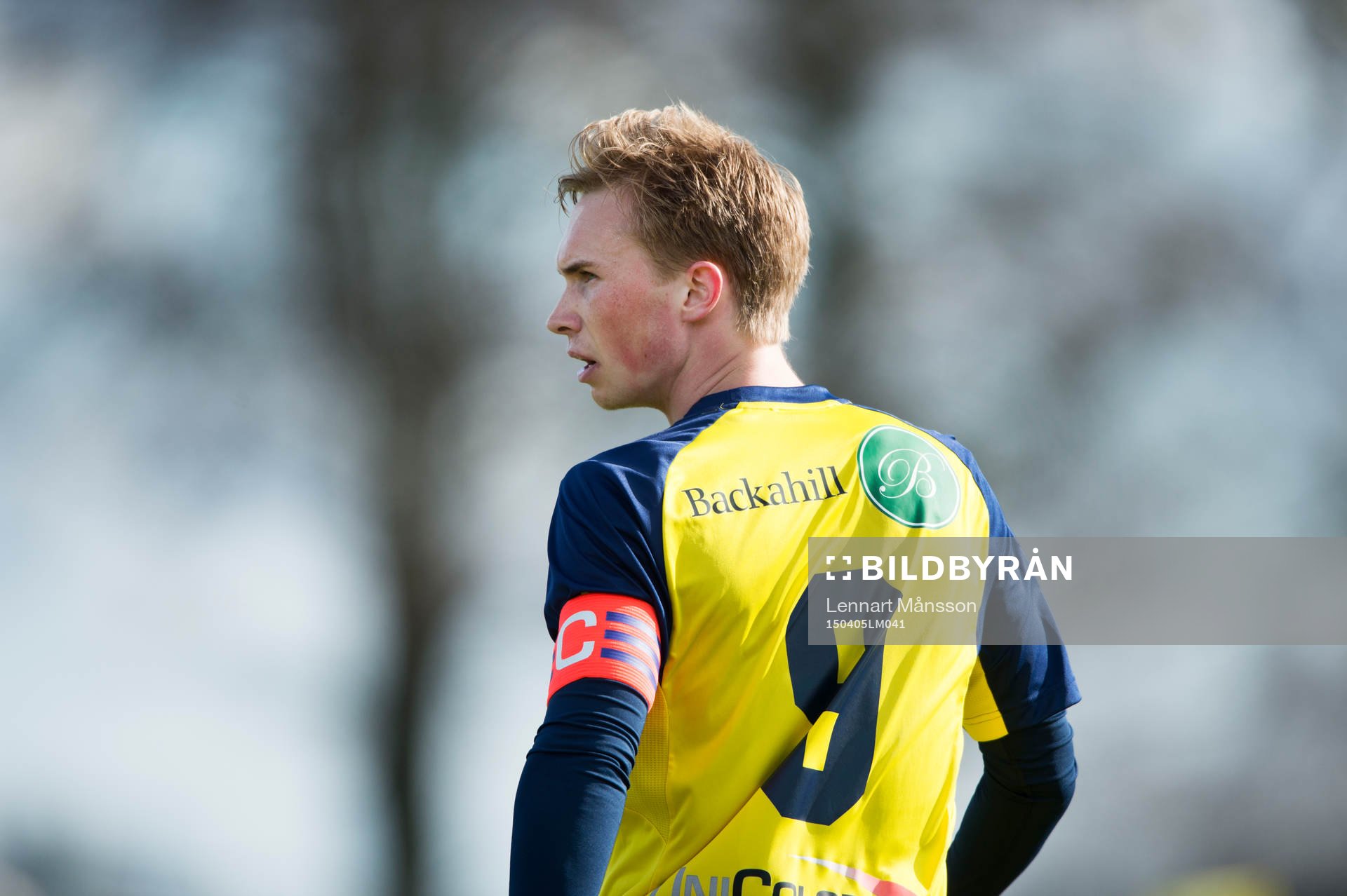 Ängelholms unge lagkapten Albin Nilsson i matchen i Superettan mellan Ängelholm och Assyriska i Ängelholm 5 april 2015.