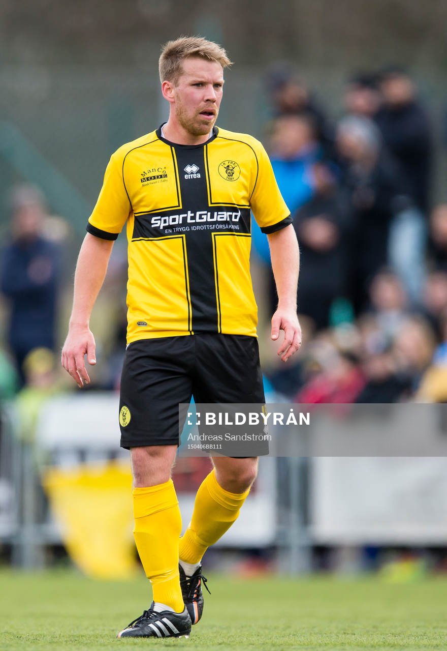 IK Frej Täbys Joakim Runnemo under fotbollsmatchen i Superettan mellan IK Frej och Jönköpings Södra 6 April 2015 i Stockholm. 