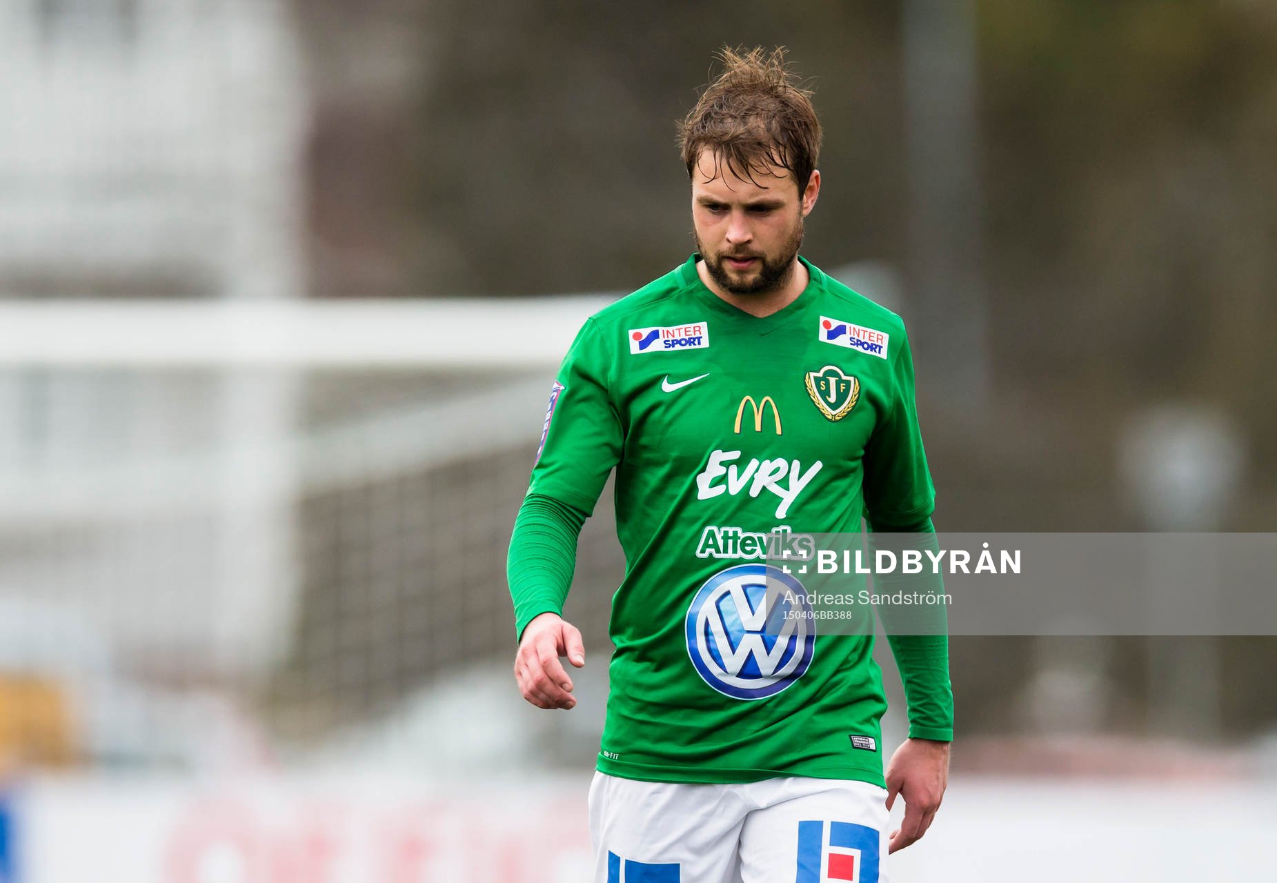 Jönköpings Södras Tom Siwe under fotbollsmatchen i Superettan mellan IK Frej och Jönköpings Södra 6 April 2015 i Stockholm. 