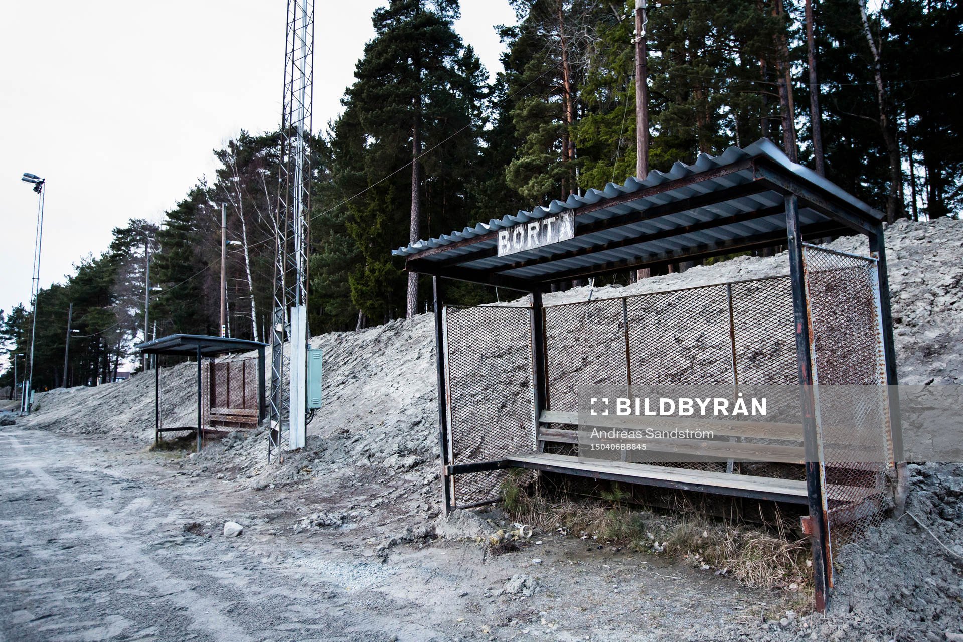 Avbytarbänk för bortalag på en före detta fotbollsplan