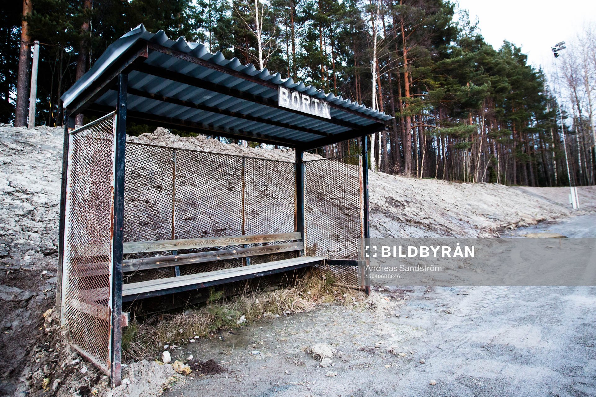 Avbytarbänk för bortalag på en före detta fotbollsplan