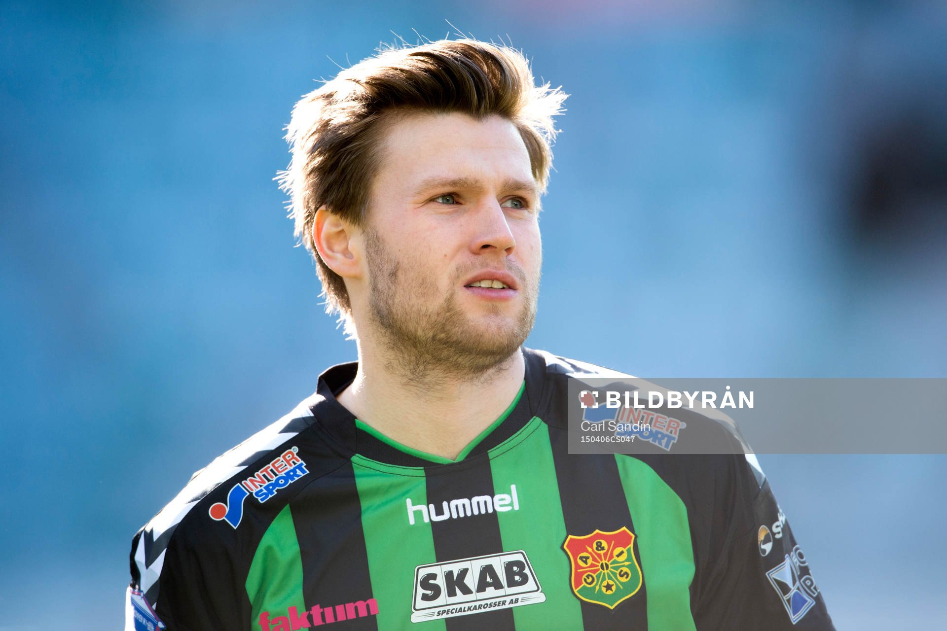 Gais Johan Lundgren under en fotbollsmatch i Superettan mellan Gais och Varberg den 6 april 2015 i Göteborg.