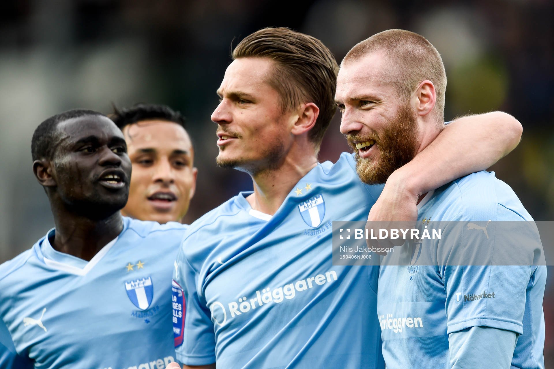Malmö FFs Jo Inge Berget (h) jublar med Markus Rosenberg