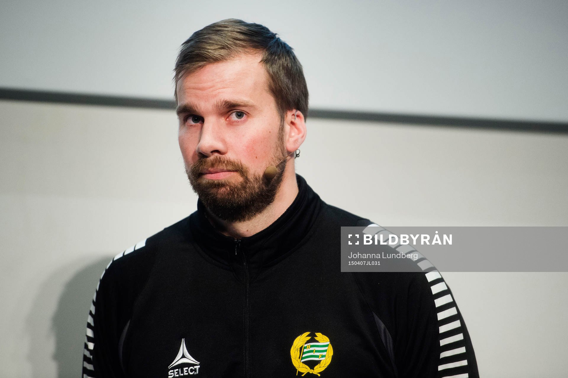 Pär Lagerström, tränare Hammarby, under upptaktsträffen inför Damallsvenskan i fotboll den 7 april 2015 i Stockholm.
