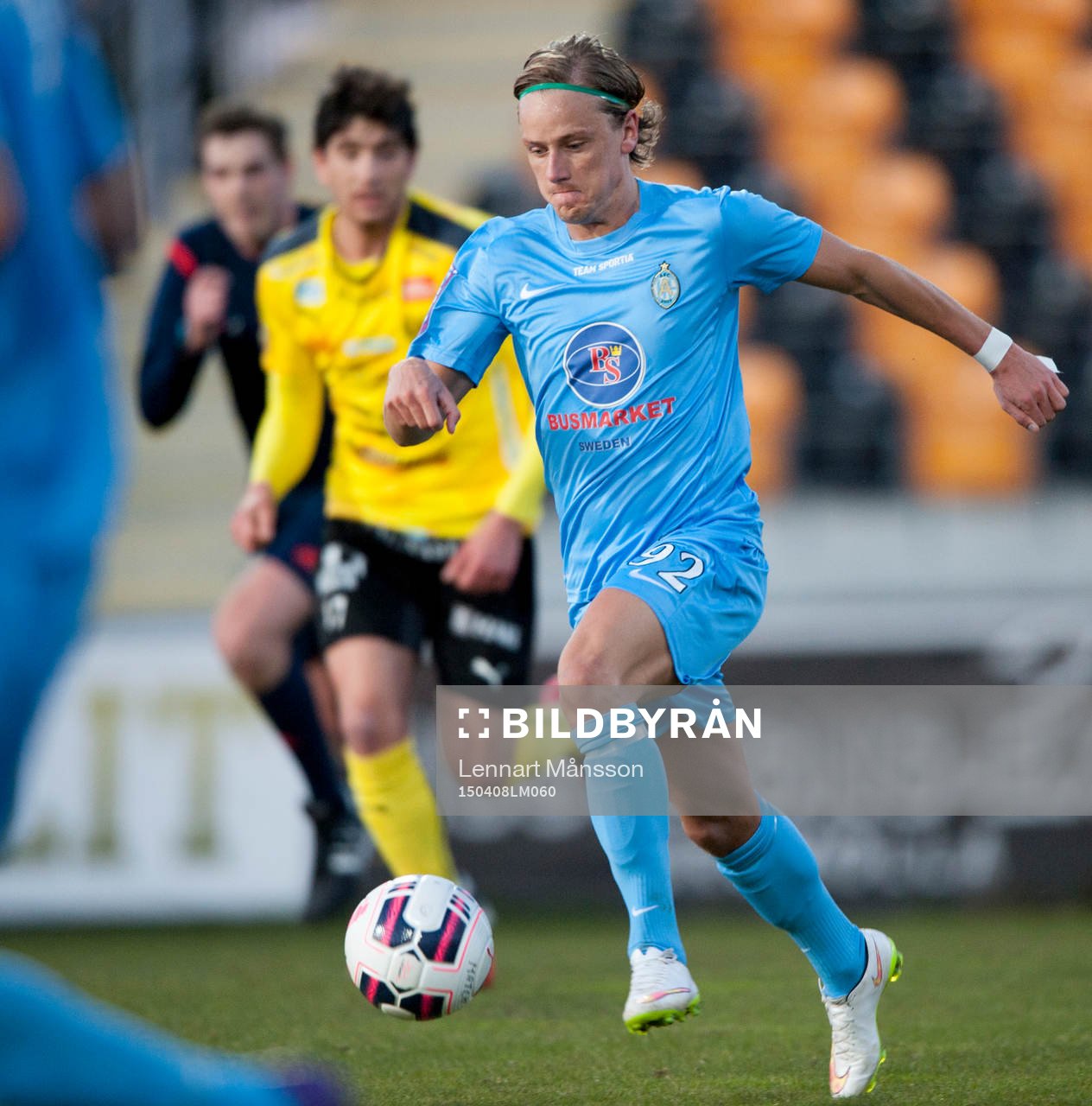  Athletics Joakim Alriksson i matchen i Superettan mellan Mjällby och Athletic i Mjällby 8 april 2015.