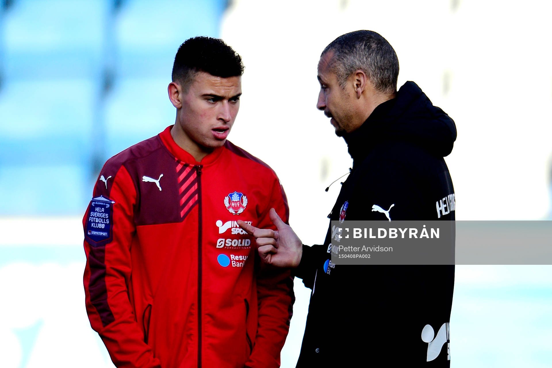 Helsingborgs Jordan Larsson och manager Henrik Larsson
