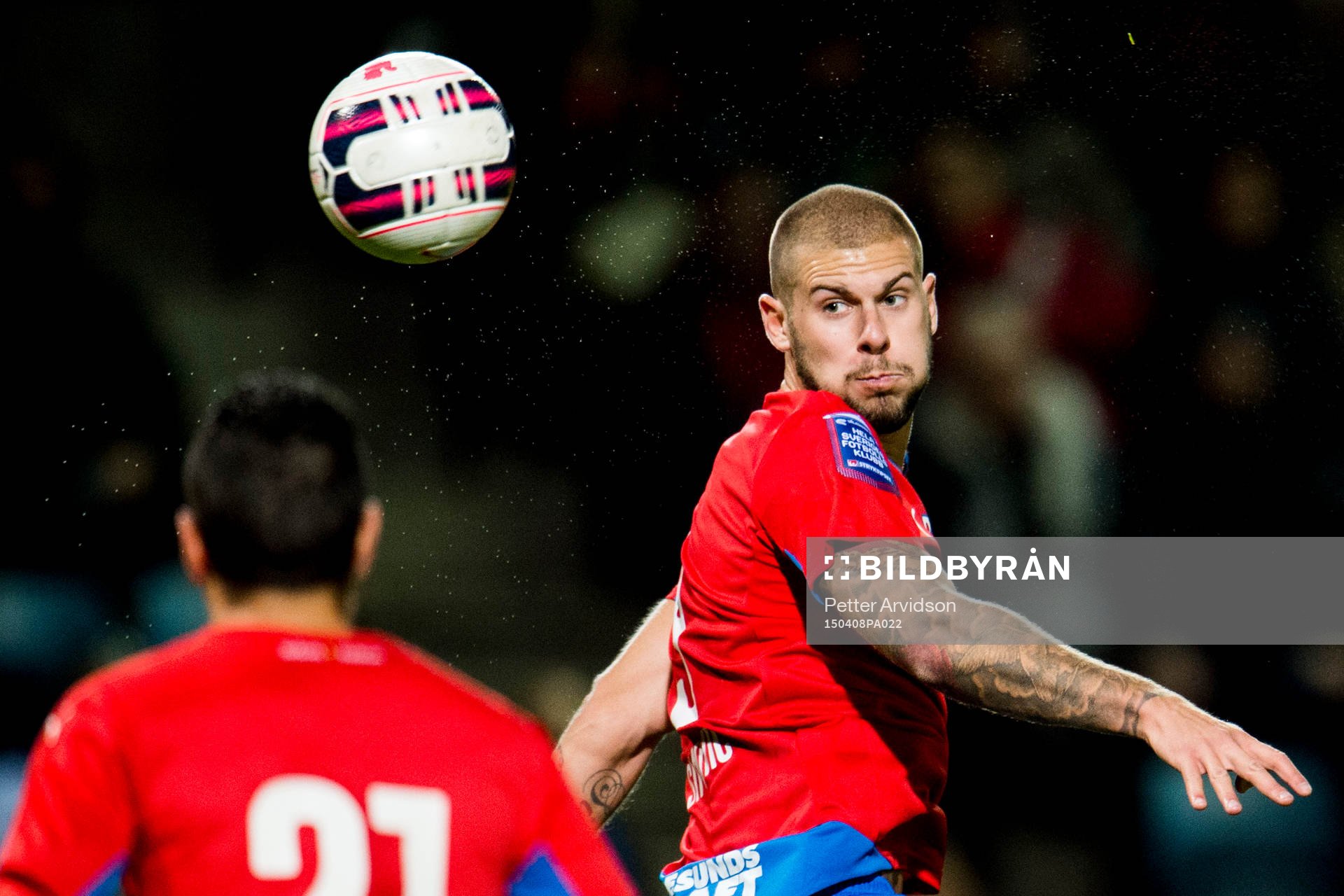 Helsingborgs Robin Simovic under fotbollsmatchen i Allsvenskan mellan Helsingborg och Falkenberg den 8 april 2015 i Helsingborg.