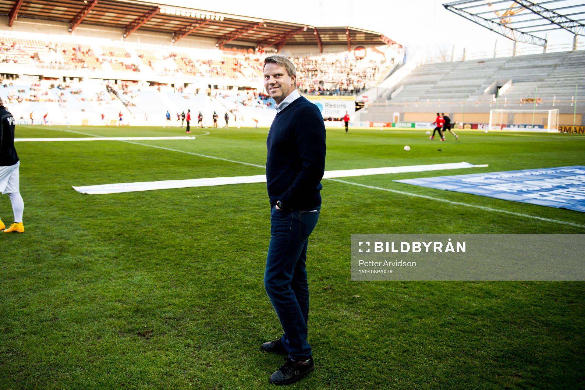 Falkenbergs tränare Hans Eklund inför fotbollsmatchen i Allsvenskan mellan Helsingborg och Falkenberg den 8 april 2015 i Helsingborg.