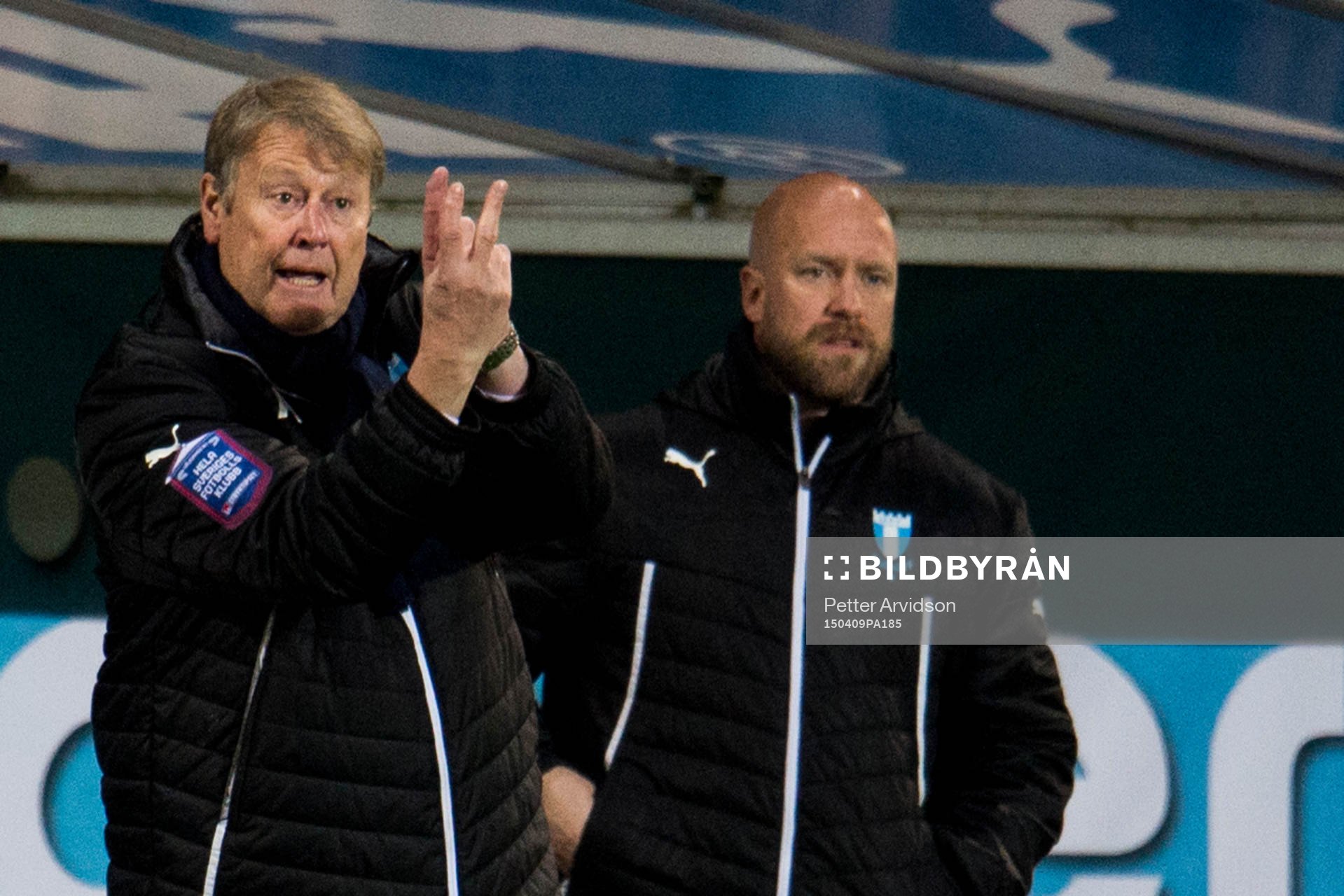 Malmö FFs tränare Åge Hareide och assisterande tränare