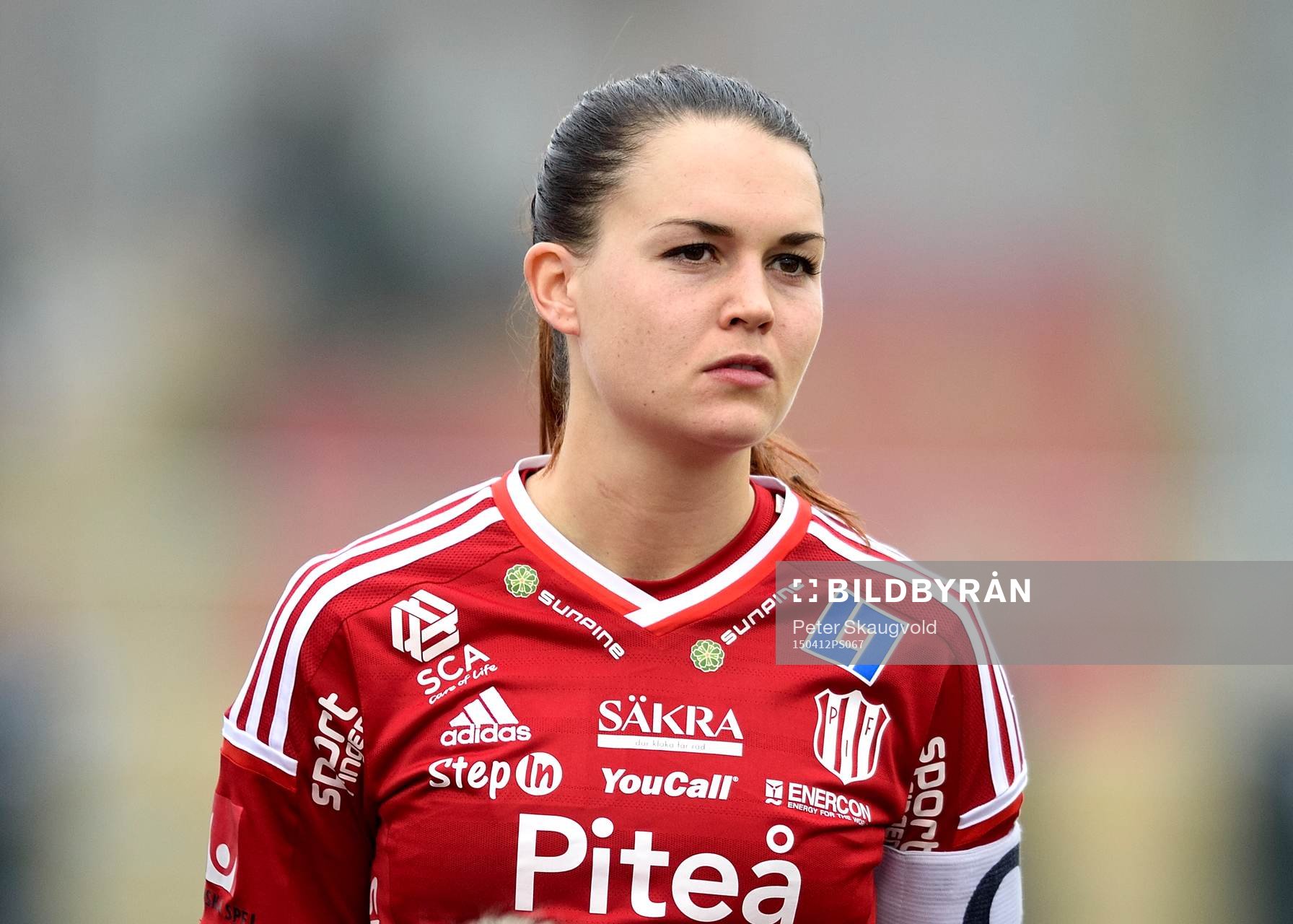 Piteå:s Emilia Appelqvist under fotbollsmatchen i Damallsvenskan mellan Piteå och Vittsjö den 12 april 2015 i Piteå.