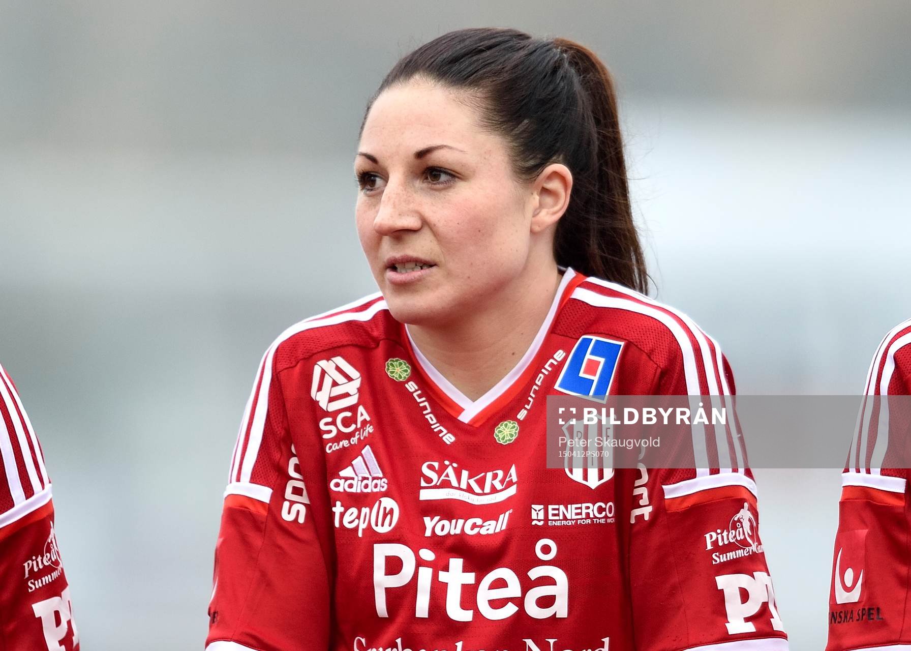 Piteå:s Josefin Johansson under fotbollsmatchen i Damallsvenskan mellan Piteå och Vittsjö den 12 april 2015 i Piteå.