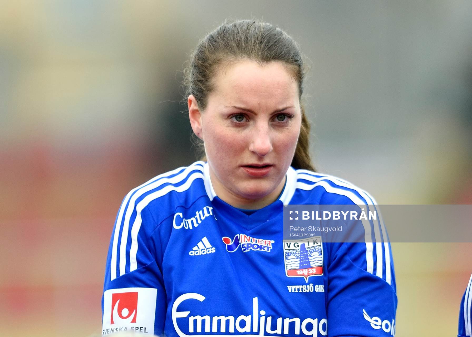 Vittsjö:s Antonia Göransson under fotbollsmatchen i Damallsvenskan mellan Piteå och Vittsjö den 12 april 2015 i Piteå.