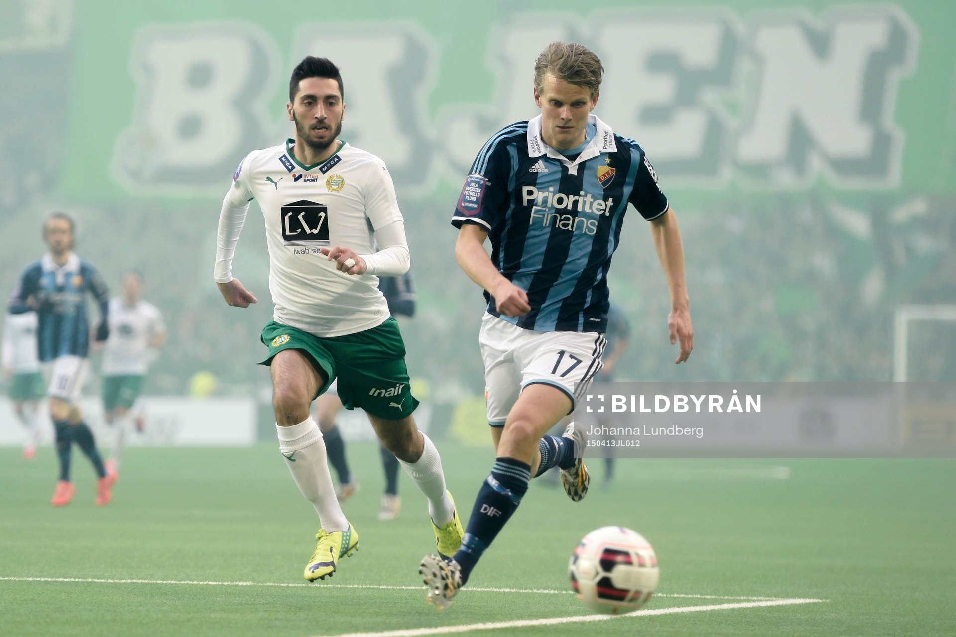 Djurgårdens Tim Björkström och Hammarbys Nahir Besara