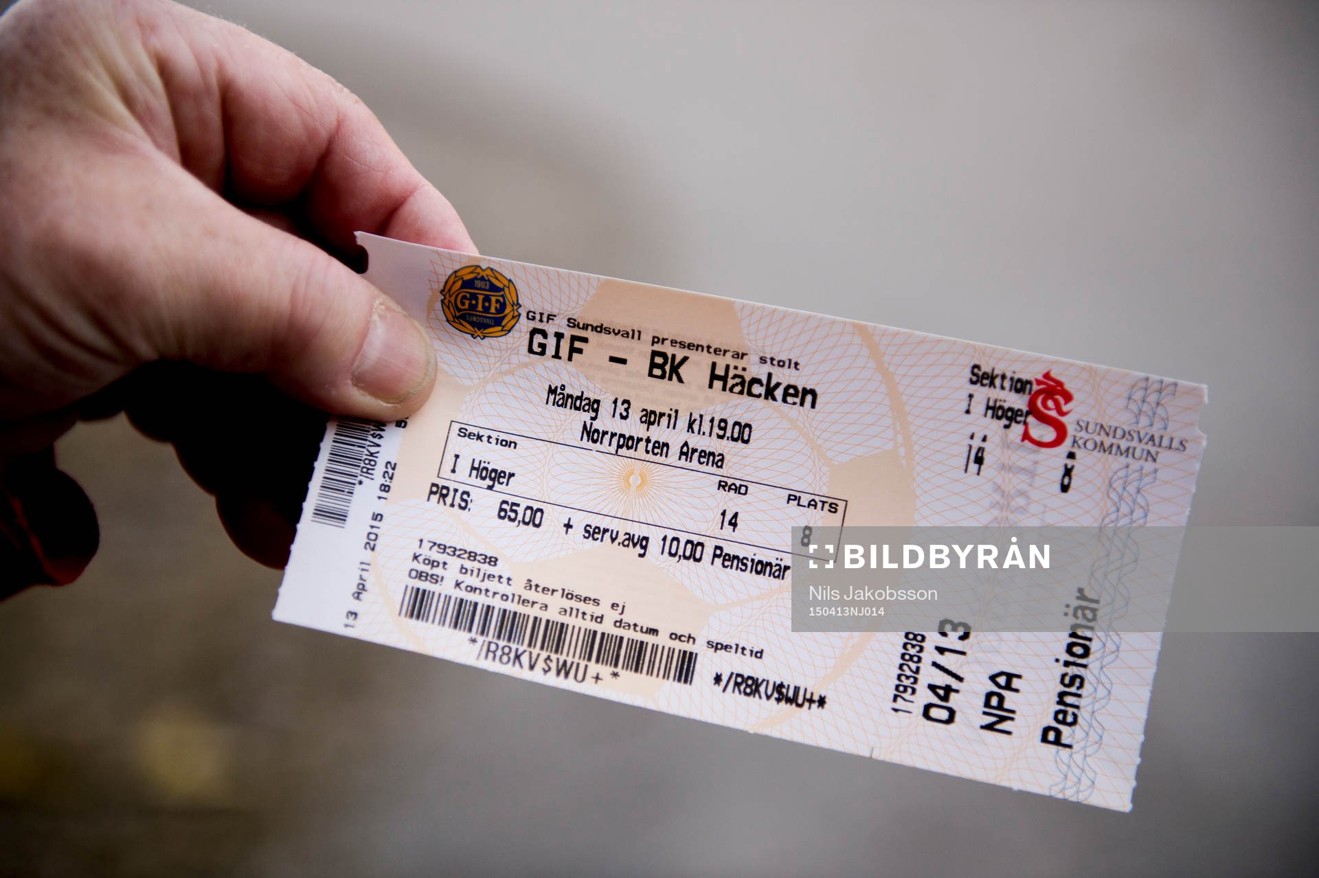 En biljett för en pensionär fotbollsmatchen i Allsvenskan