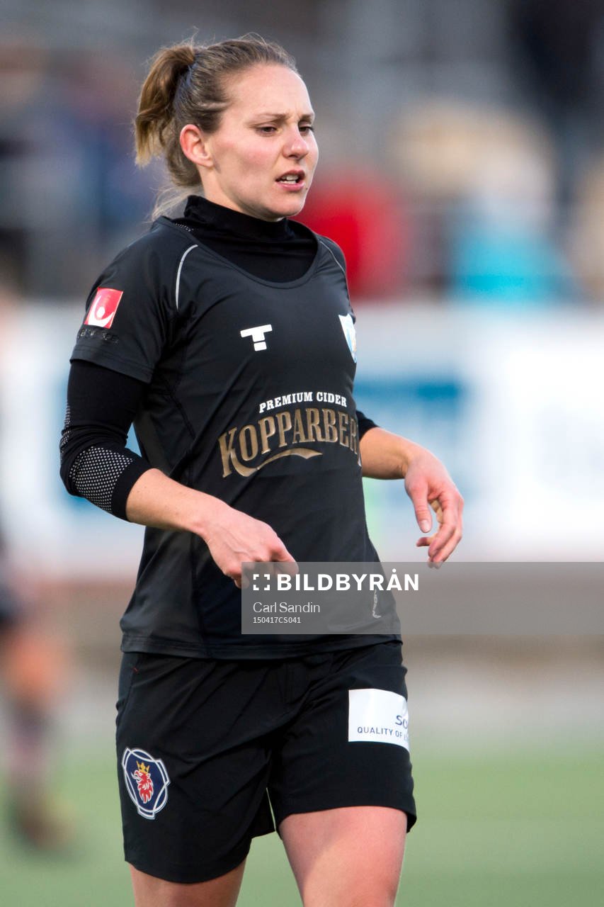 Göteborgs Manon Melis under en fotbollsmatch i Damallsvenskan mellan Kopparbergs Göteborg och Piteå den 17 april 2015 i Göteborg.