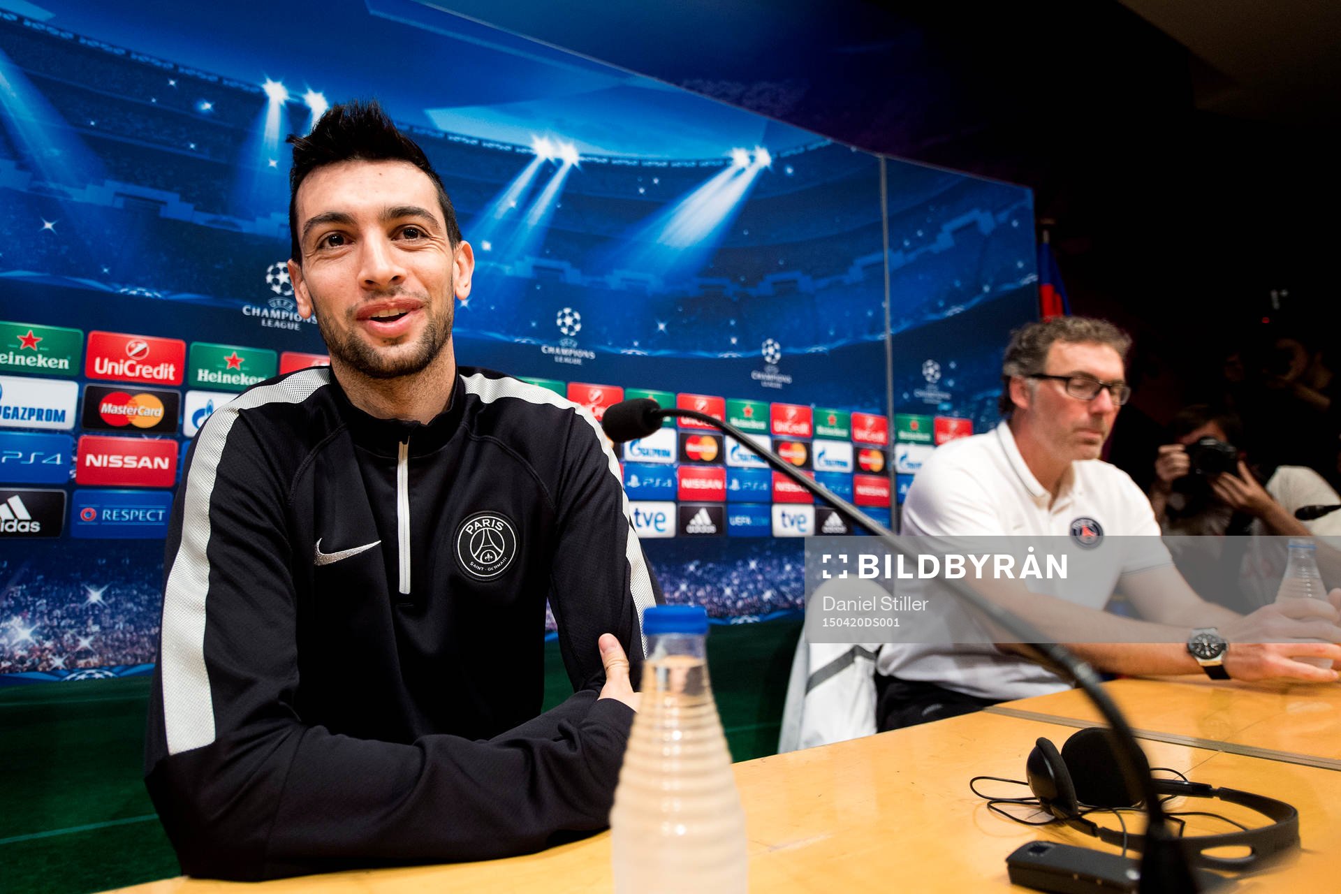 Paris Saint Germains Javier Pastore och tränare Laurent
