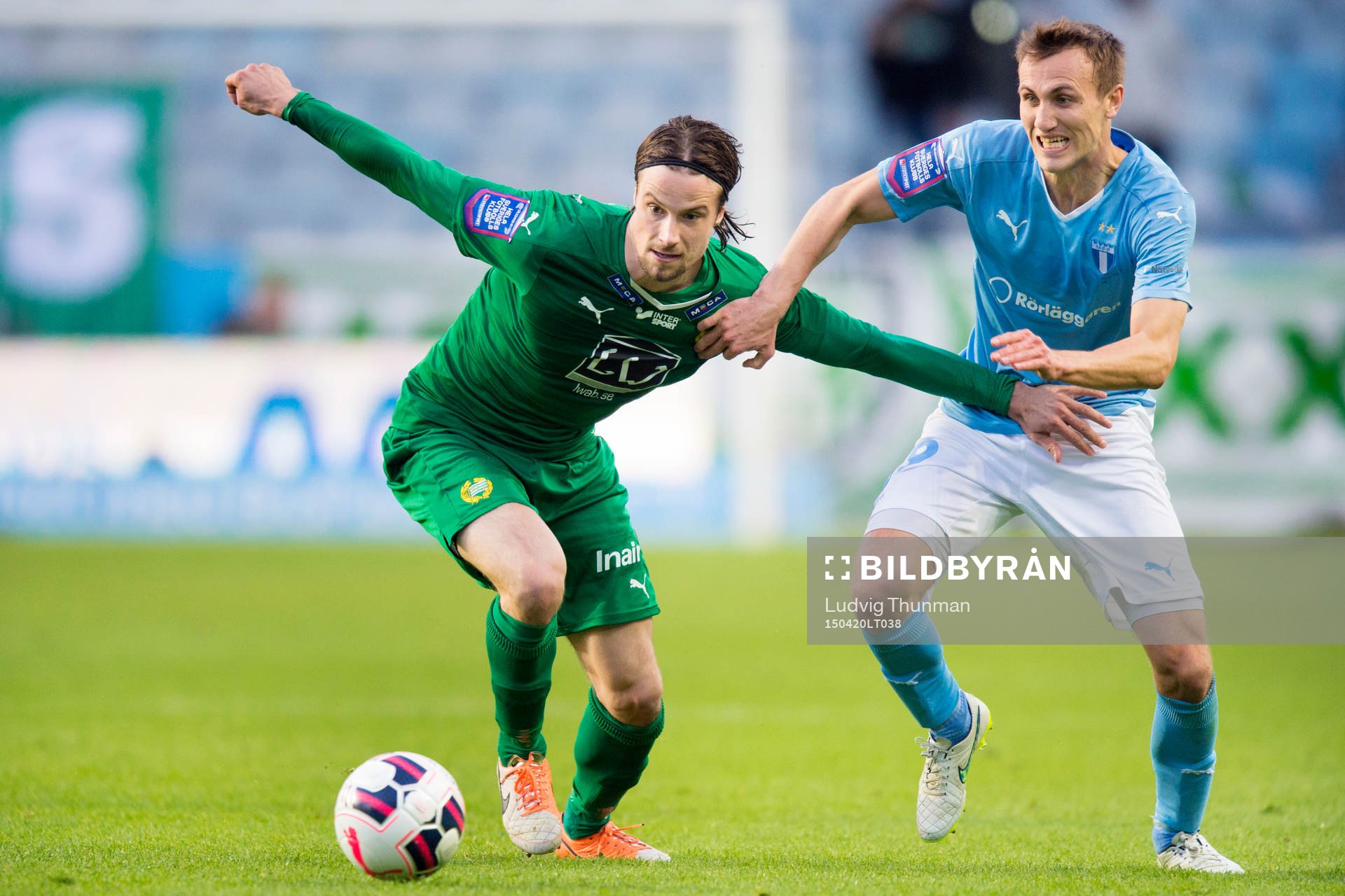 Hammarbys Linus Hallenius och Malmö FFs Magnus Wolff