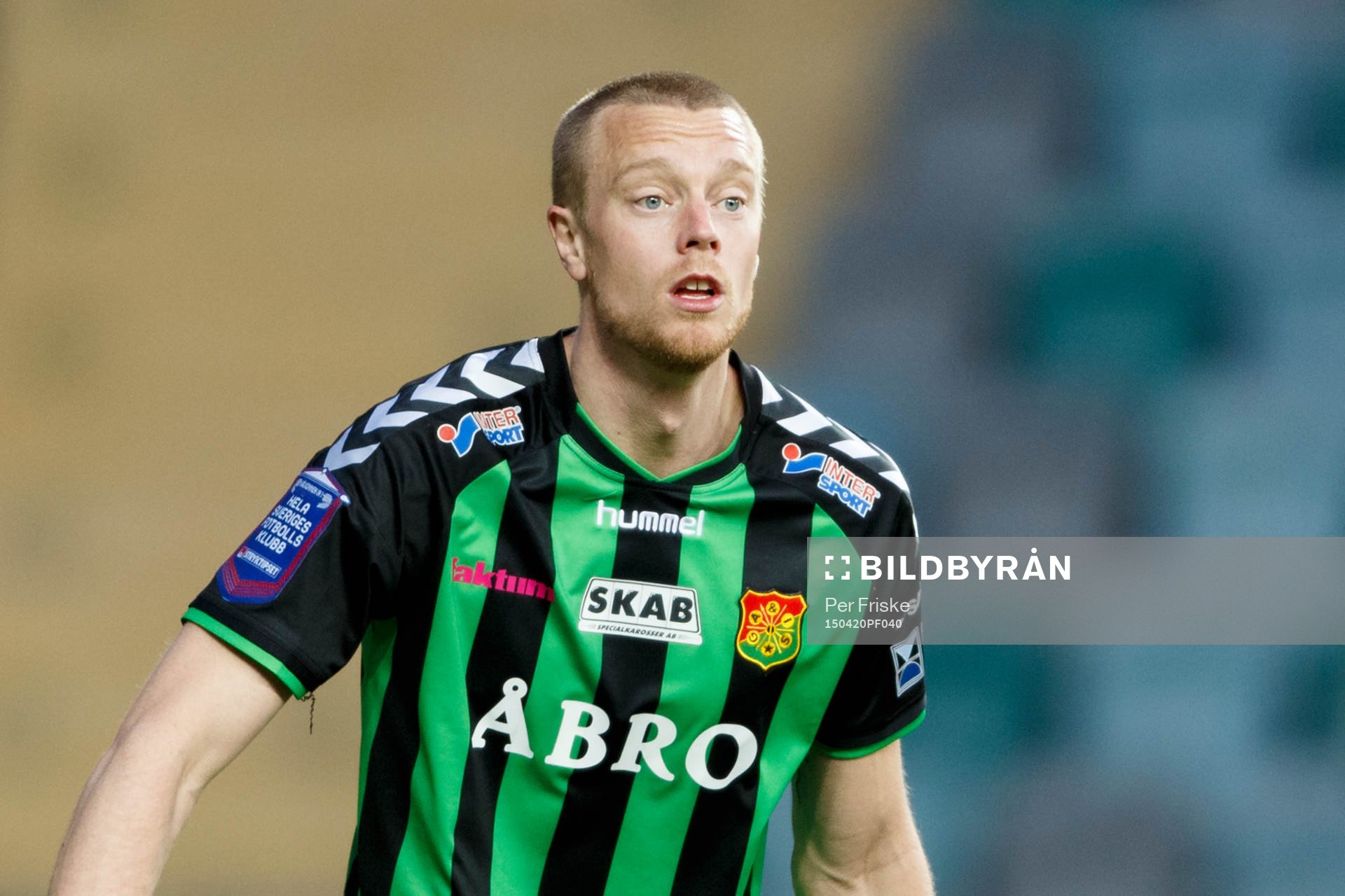 Gais Björn Andersson under fotbollsmatchen i Superettan mellan Gais och Östersund den 20 april 2015 i Göteborg.