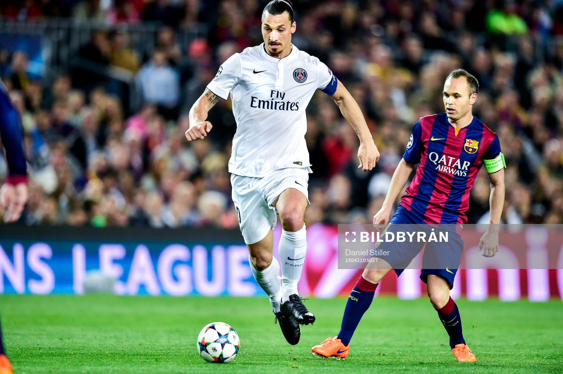 PSGs Zlatan Ibrahimović och Barcelonas Andrés Iniesta