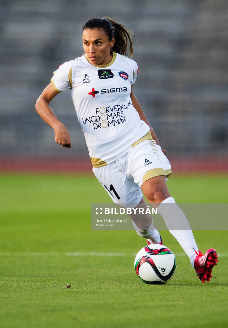Rosengårds Marta Viera Da Silva under fotbollsmatchen i Svenska Cupen mellan Djurgården och Rosengård den 21 april 2015 i Stockholm.