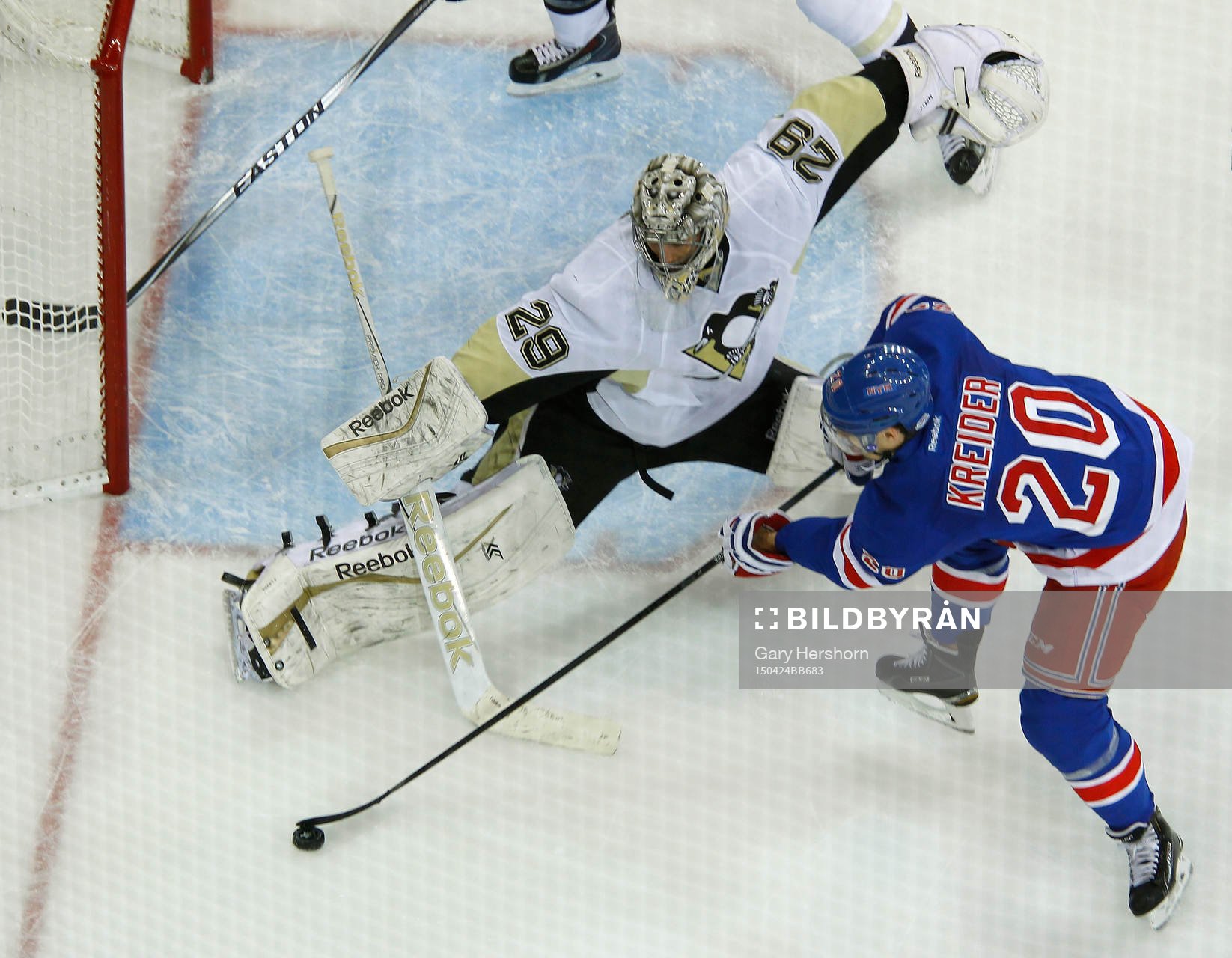 Pittsburgh Penguins goalie Marc-Andre Fleury makes a save