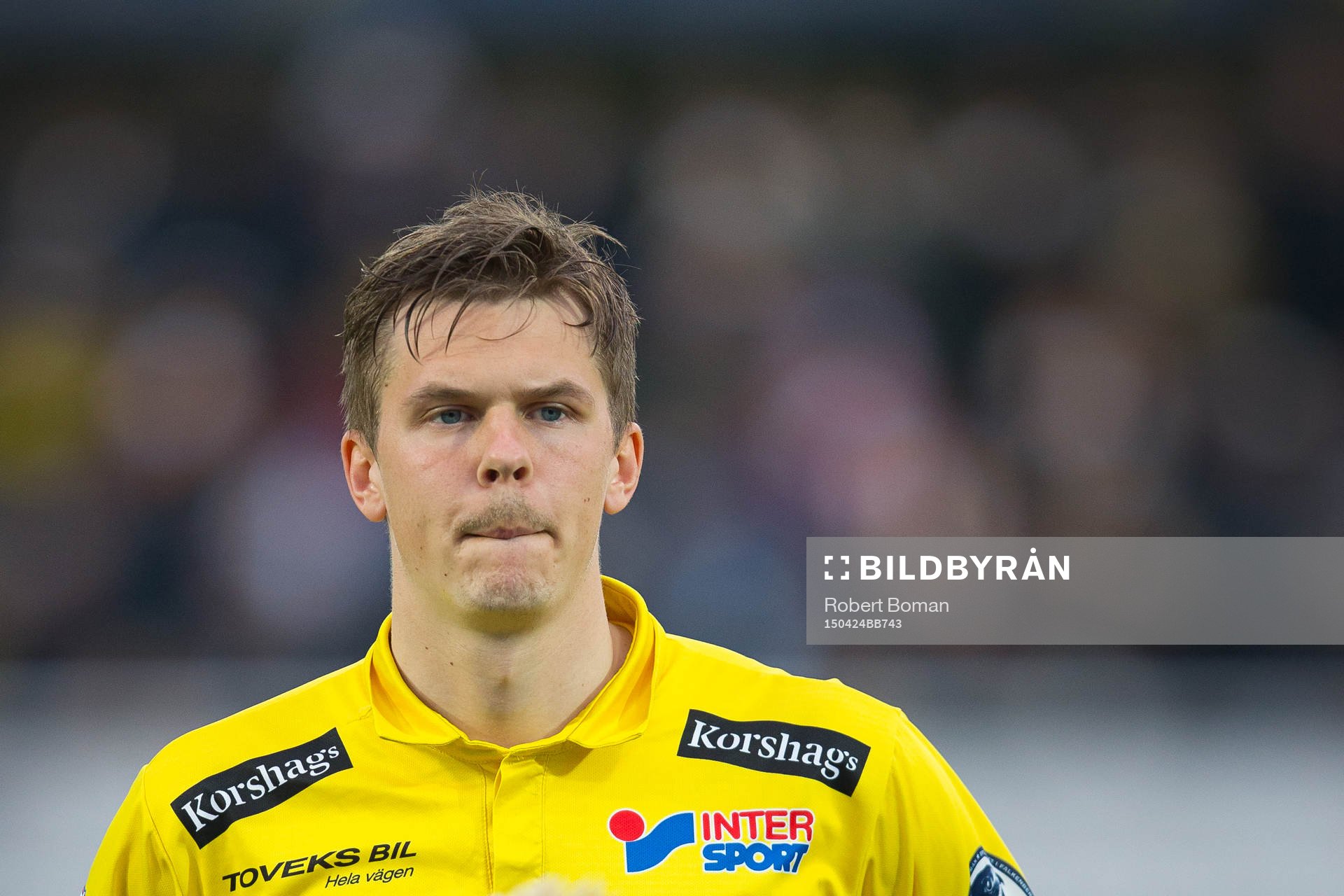 Falkenbergs Daniel Johansson före fotbollsmatchen i