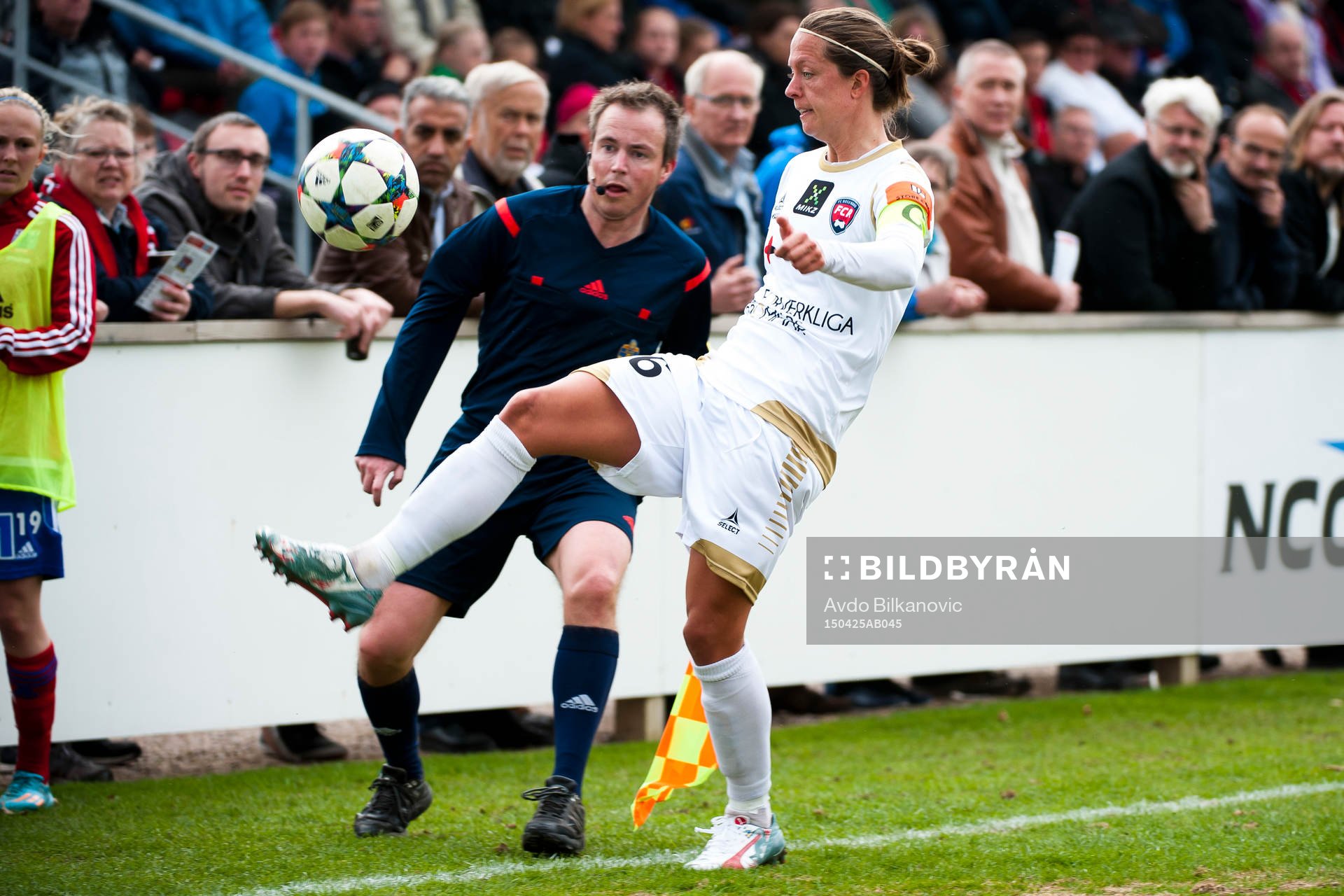 Rosengårds Lina Nilsson under fotbollsmatchen i Damallsvenskan mellan Vittsjö och Rosengård den 25 april 2015 i Vittsjö