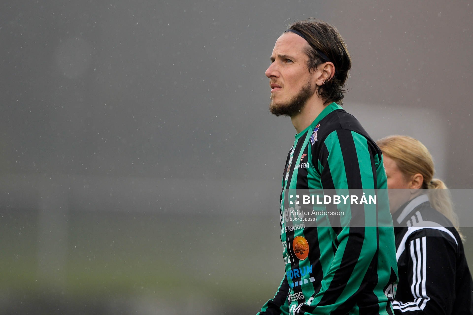 Varbergs David Johannesson under fotbollsmatchen i Superettan mellan Varberg och Syrianska den 25 april 2015 i Varberg.