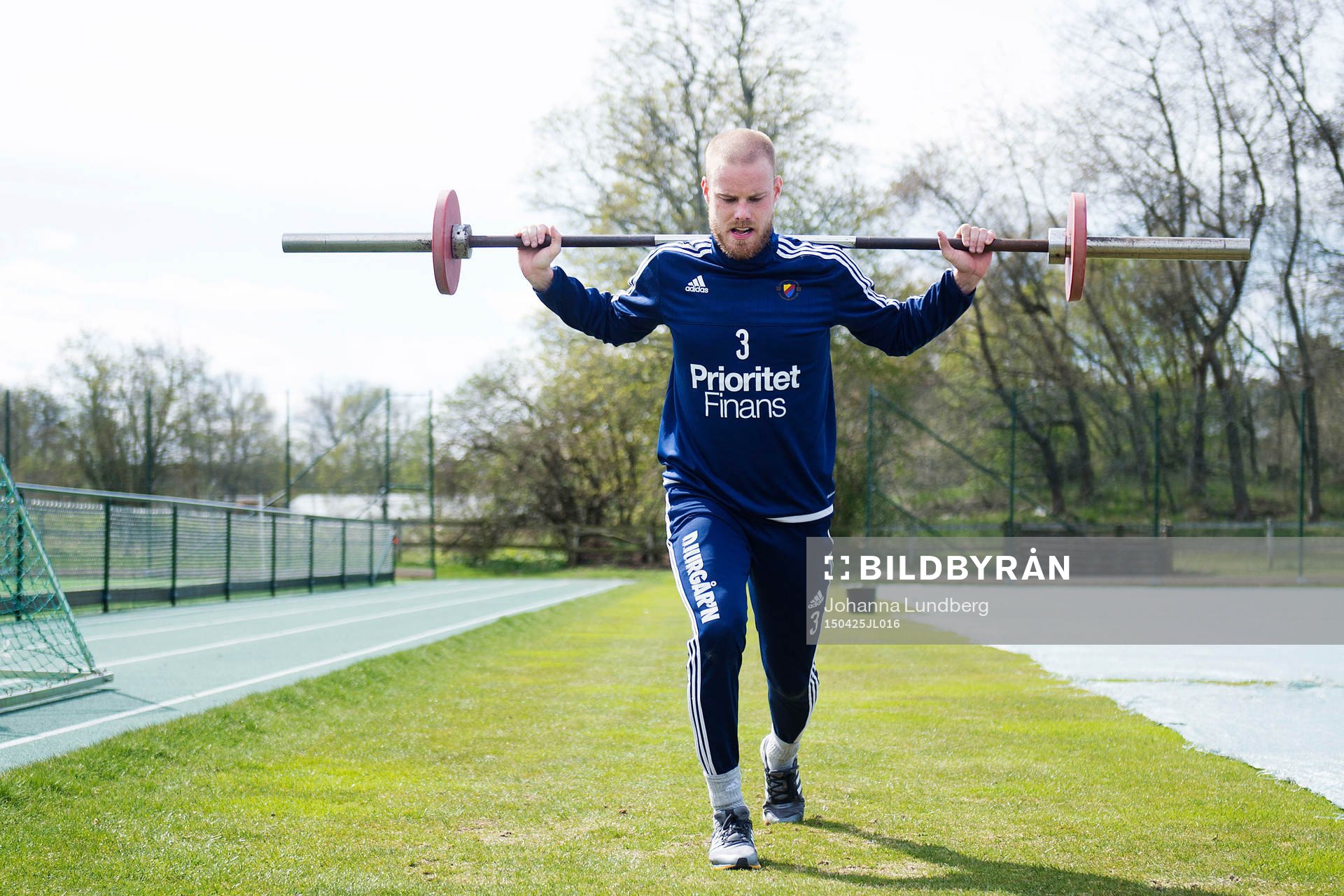 Djurgårdens Fredrik Stenman  under en fotbollsträning med Djurgården den 24 april 2015 i Stockholm.