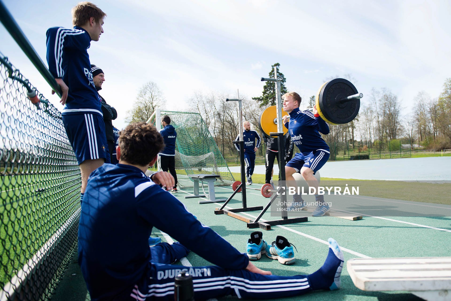 Djurgårdens Elliot Käck under en fotbollsträning med Djurgården den 24 april 2015 i Stockholm.