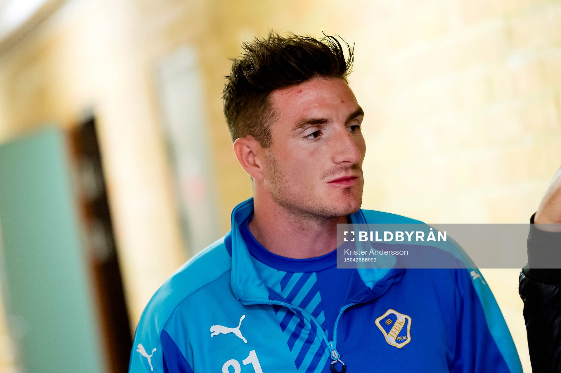 Halmstads James Keene före fotbollsmatchen i Allsvenskan