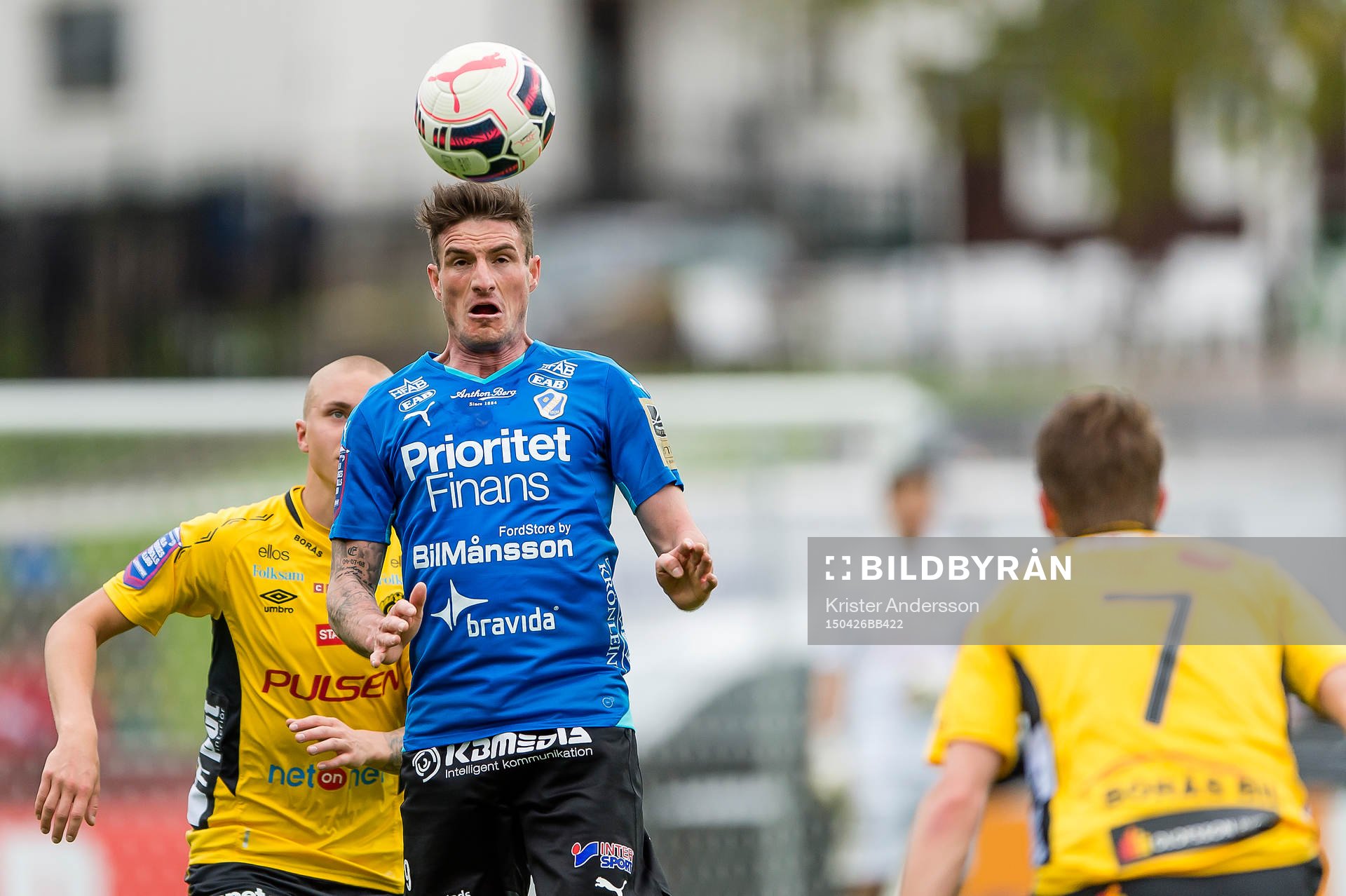 Halmstads James Keene under fotbollsmatchen i Allsvenskan mellan Halmstad och Elfsborg den 26 april 2015 i Halmstad.
