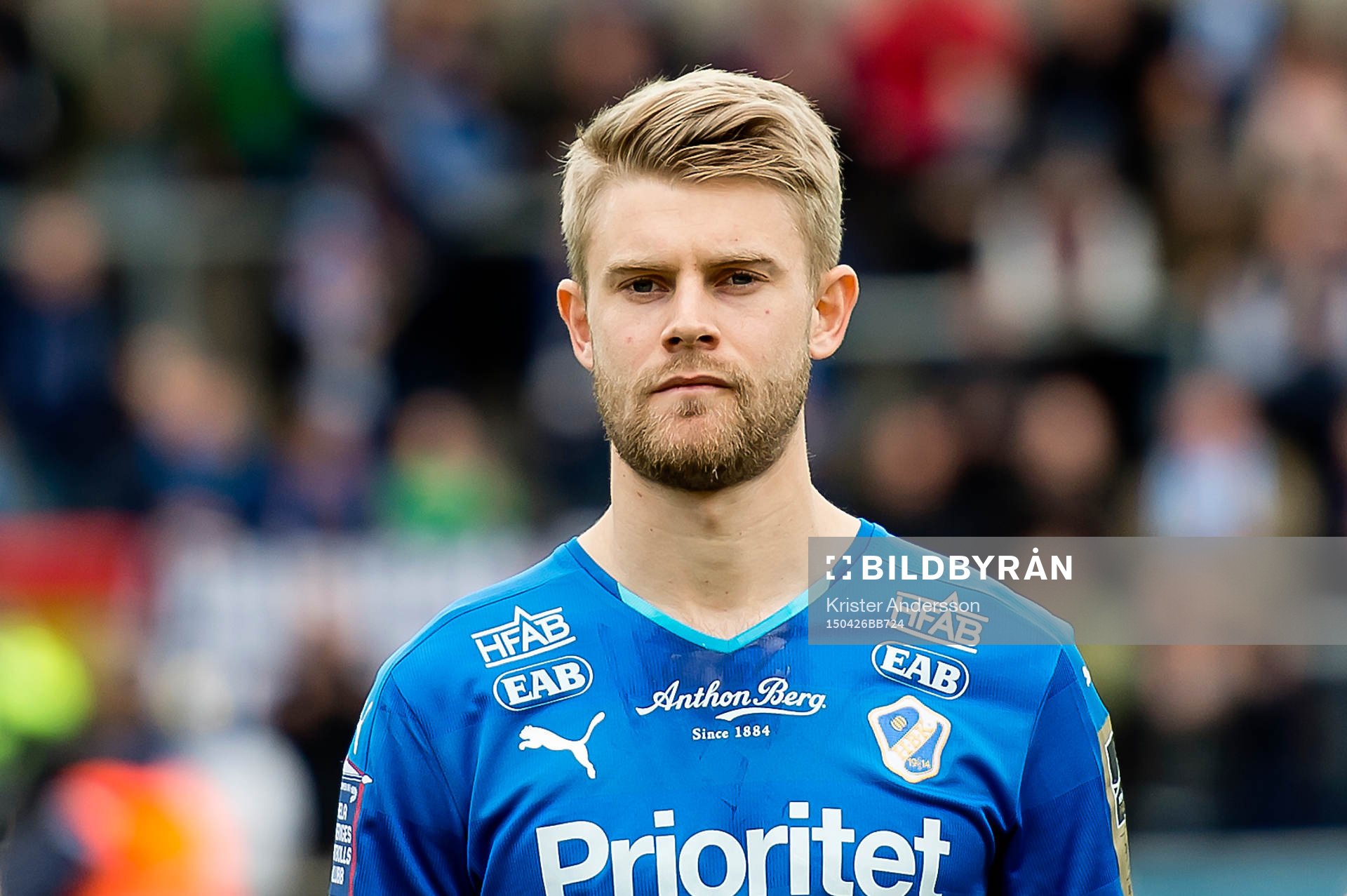 Halmstads Viktor Ljung under fotbollsmatchen i Allsvenskan mellan Halmstad och Elfsborg den 26 april 2015 i Halmstad.