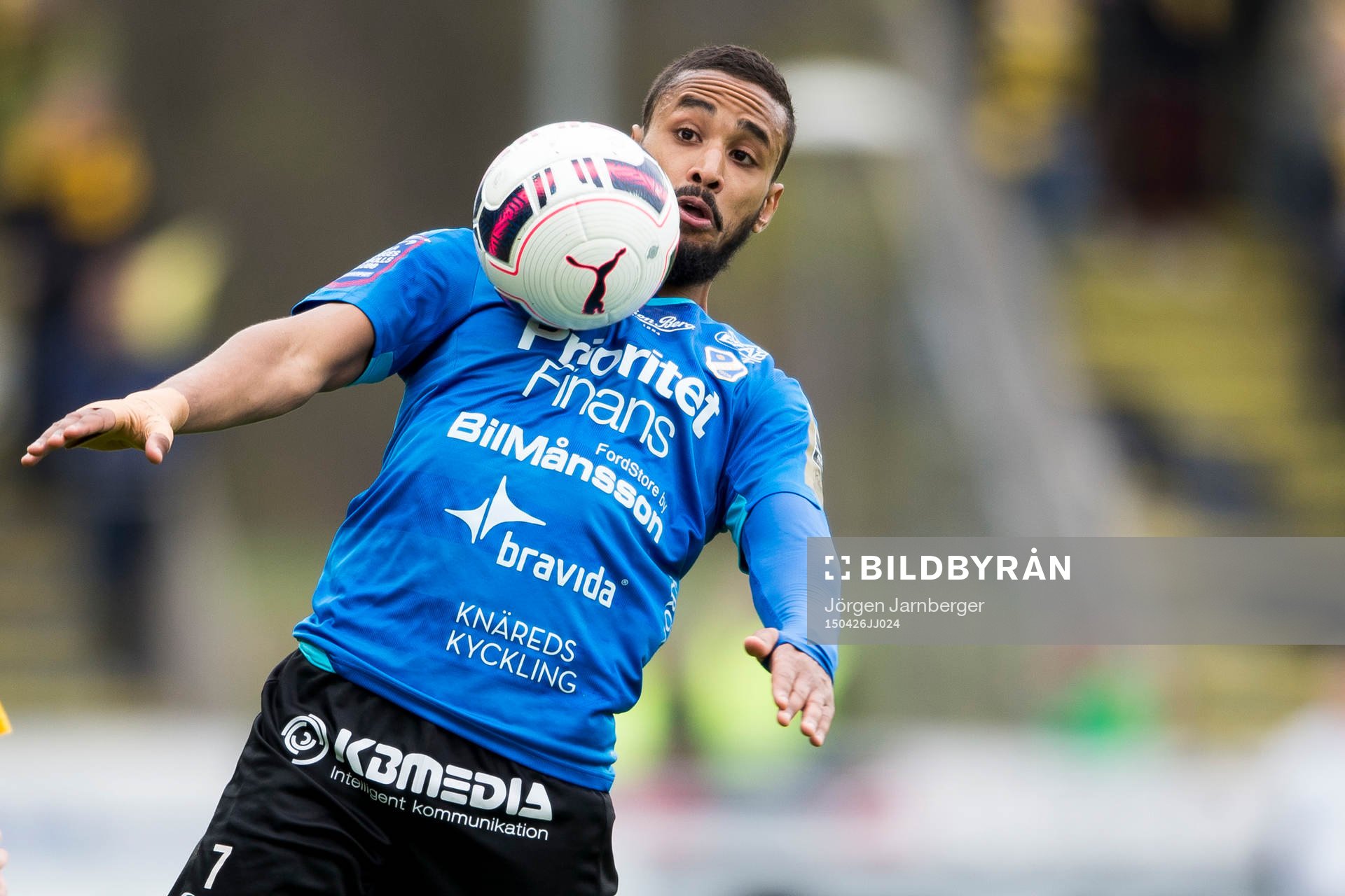 Halmstads Junes Barny under fotbollsmatchen i Allsvenskan mellan Halmstad och Elfsborg den 26 april 2015 i Halmstad.