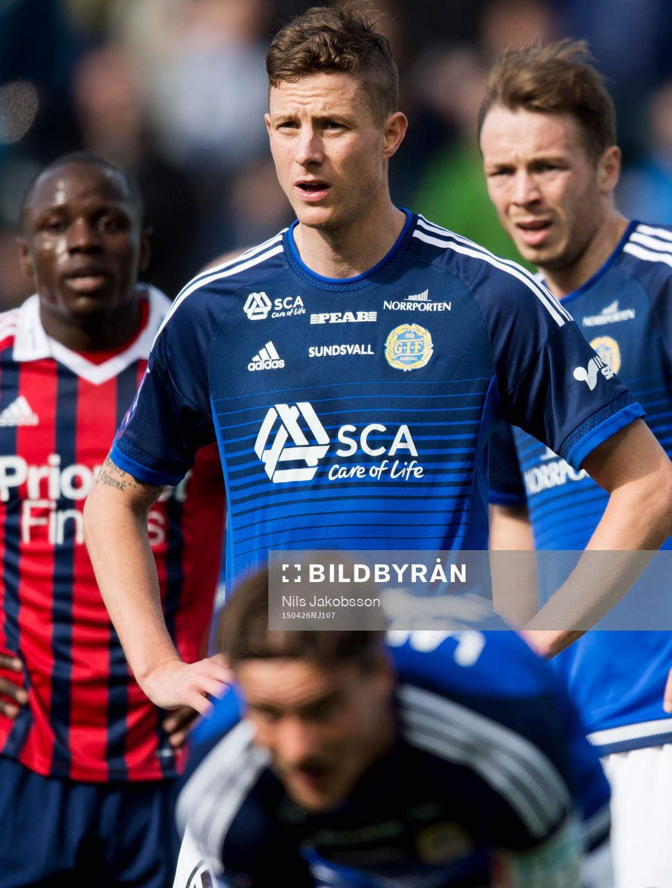 Sundsvalls Johan Eklund under fotbollsmatchen i Allsvenskan mellan GIF Sundsvall och Djurgården den 26 april 2015 i Sundsvall.