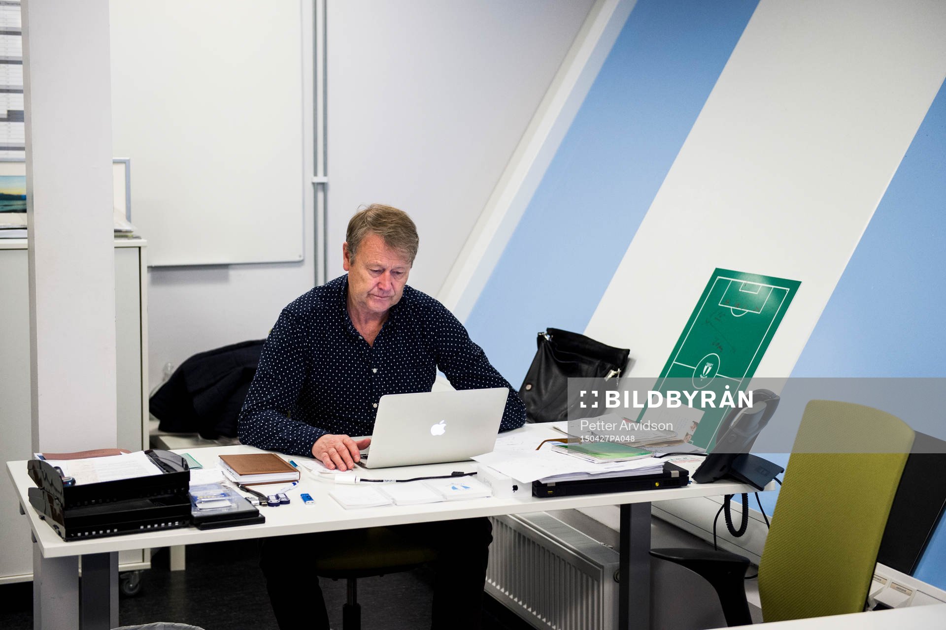 Malmö FFs tränare Åge Hareide på sitt kontor
