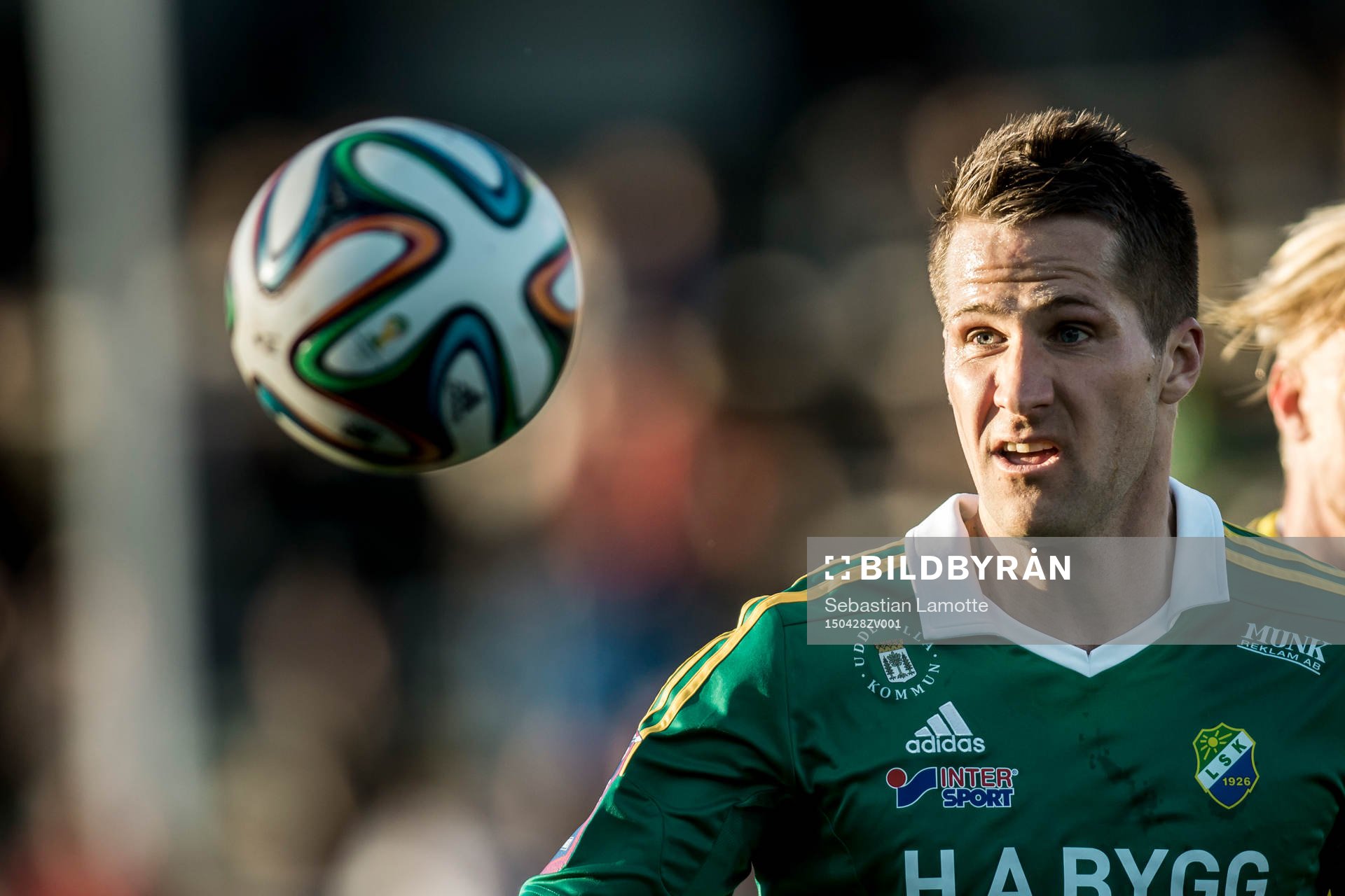 Ljungskiles Gabriel Altemark-Vanneryr under fotbollsmatchen i Superettan mellan Ljungskile och Mjällby den 28 april 2015 i Ljungskile.