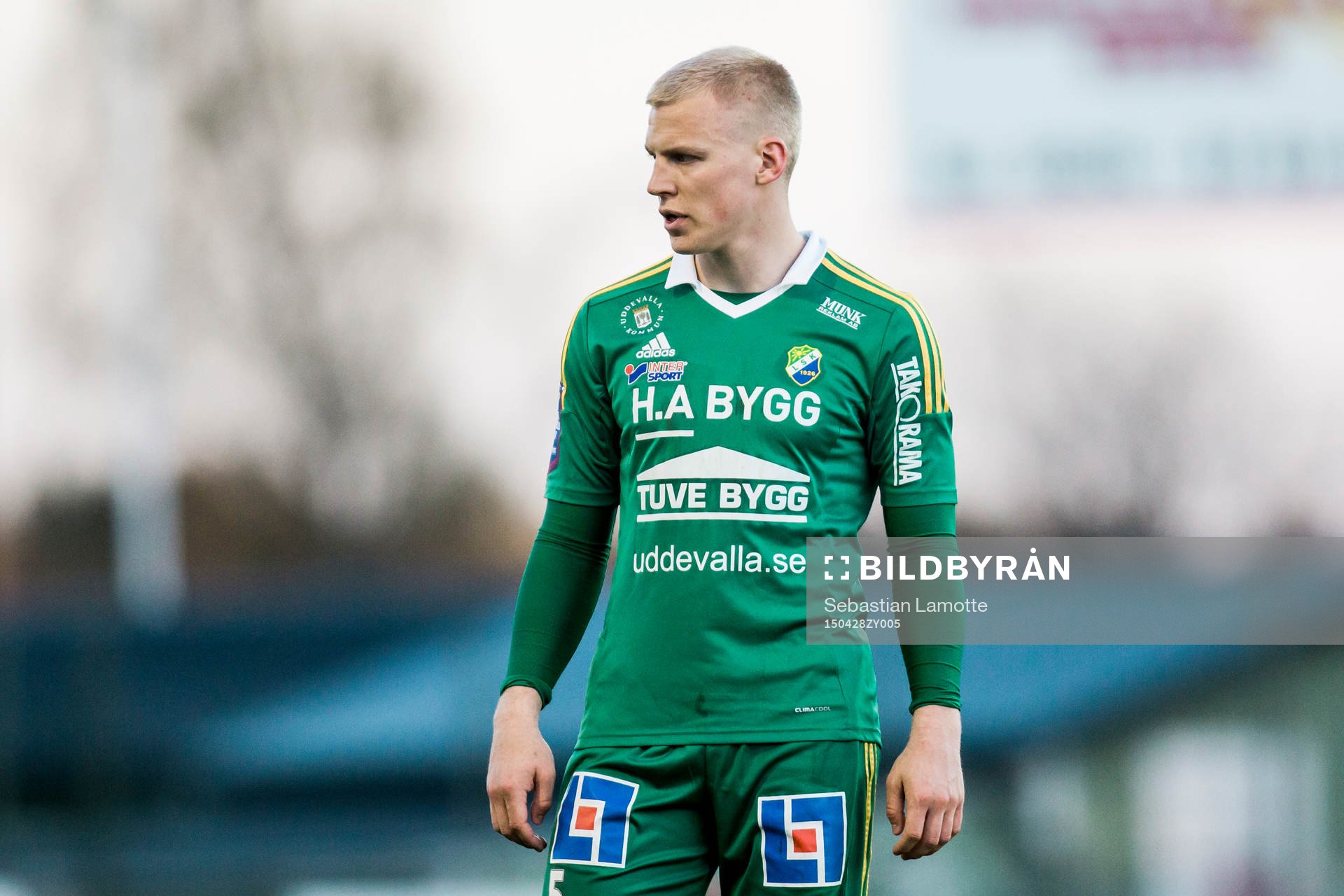 Ljungskiles Petter Björlund under fotbollsmatchen i Superettan mellan Ljungskile och Mjällby den 28 april 2015 i Ljungskile.