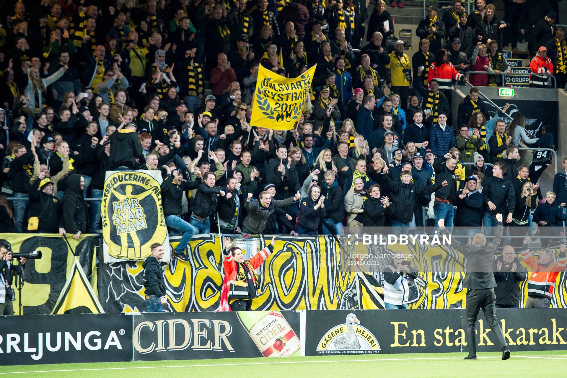 Elfsborgs manager Magnus Haglund jublar ihop med