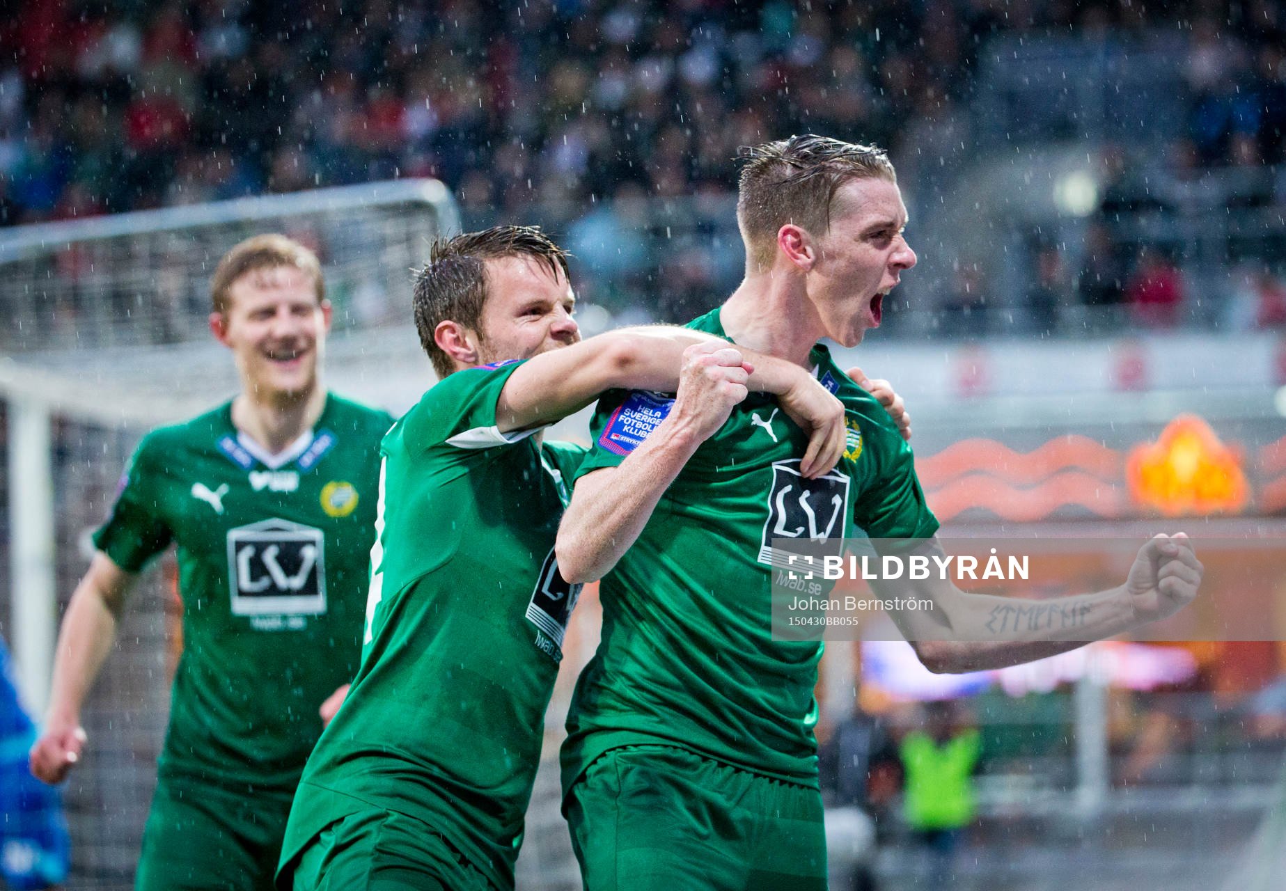 Hammarbys Birkir Már Saevarsson gör 1-2 och jublar med