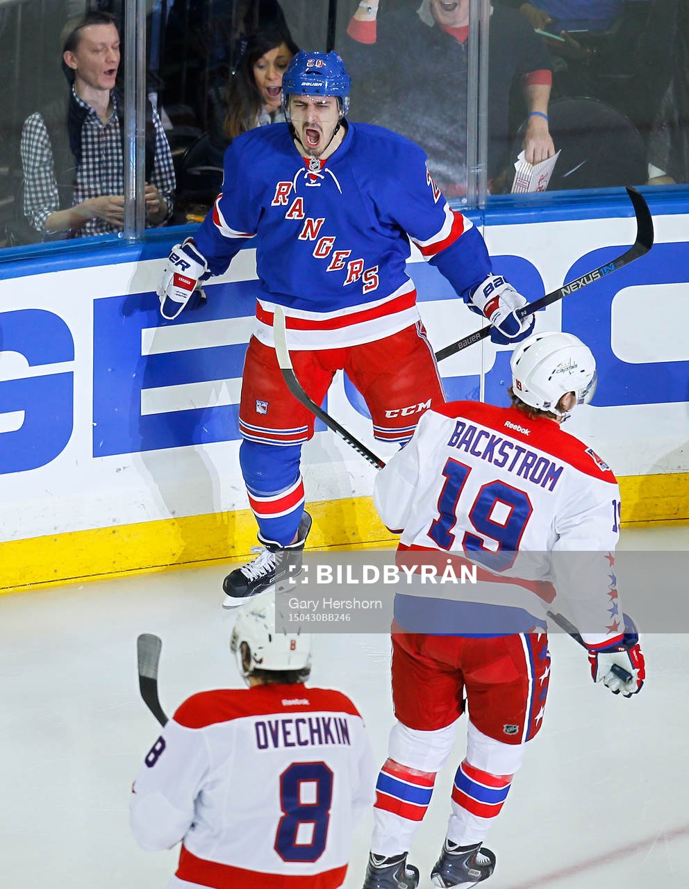 New York Rangers Chris Kreider celebrates scoring a goal