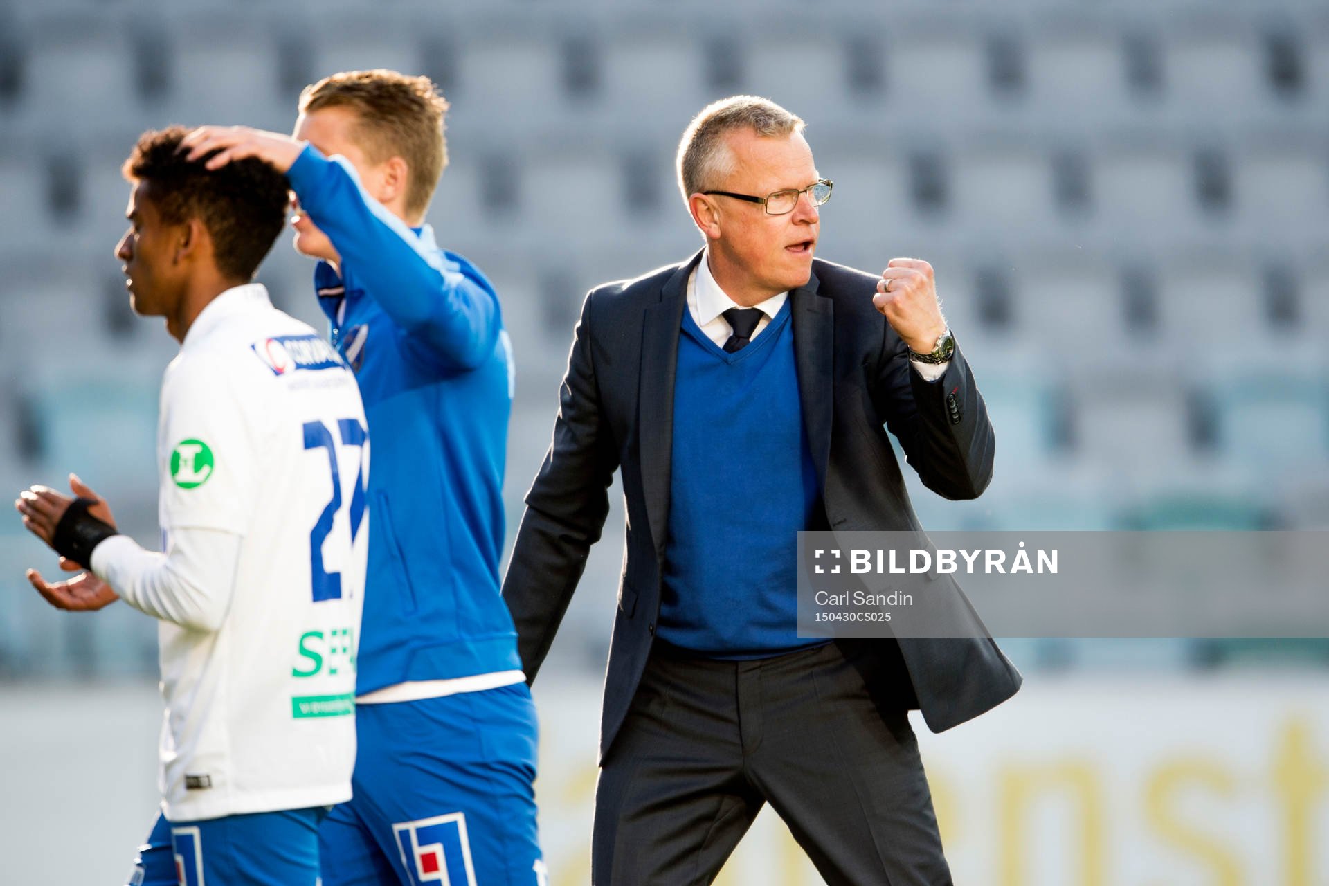 Norrköpings tränare Jan Andersson jublar