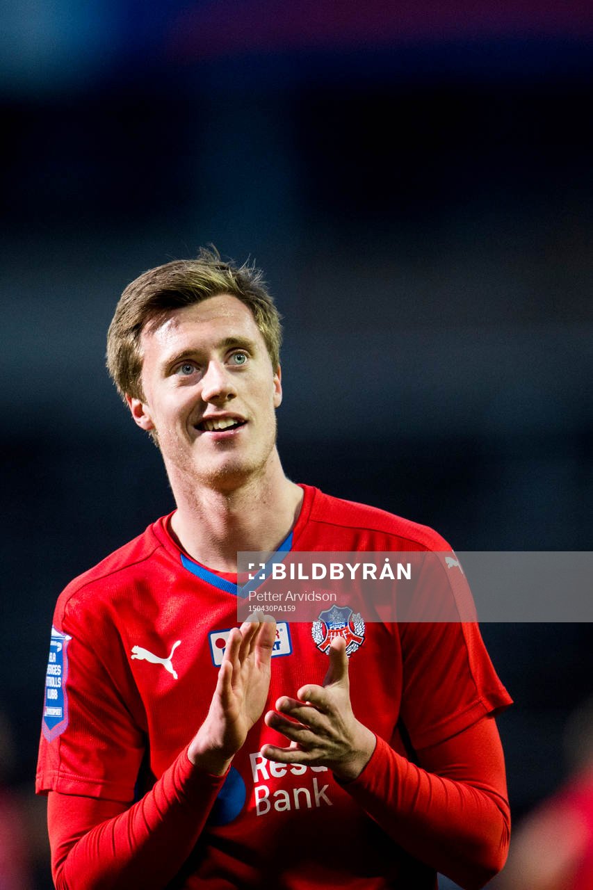 Helsingborgs Anton Kinnander tackar publiken