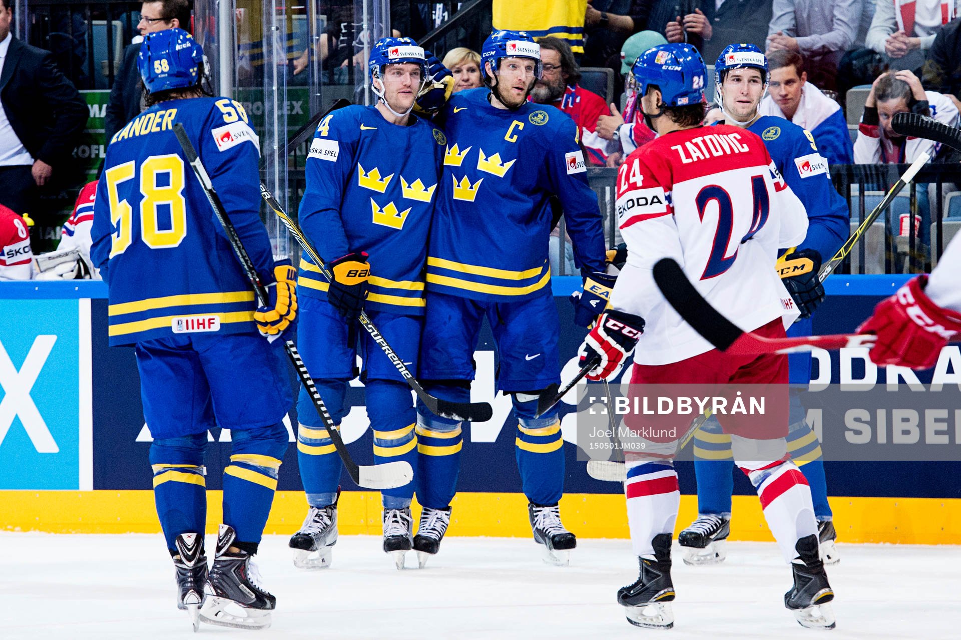 Sveriges Anton Lander, Mattias Ekholm, Staffan Kronwall och