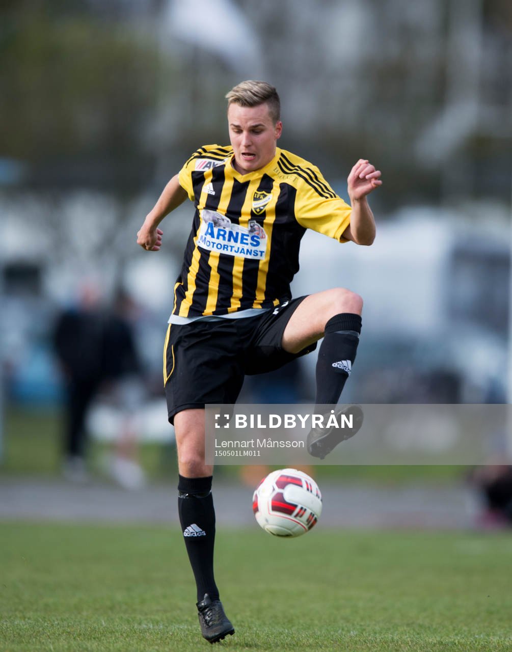 FK Hässleholms Danny Gunnarsson i matchen i division 2